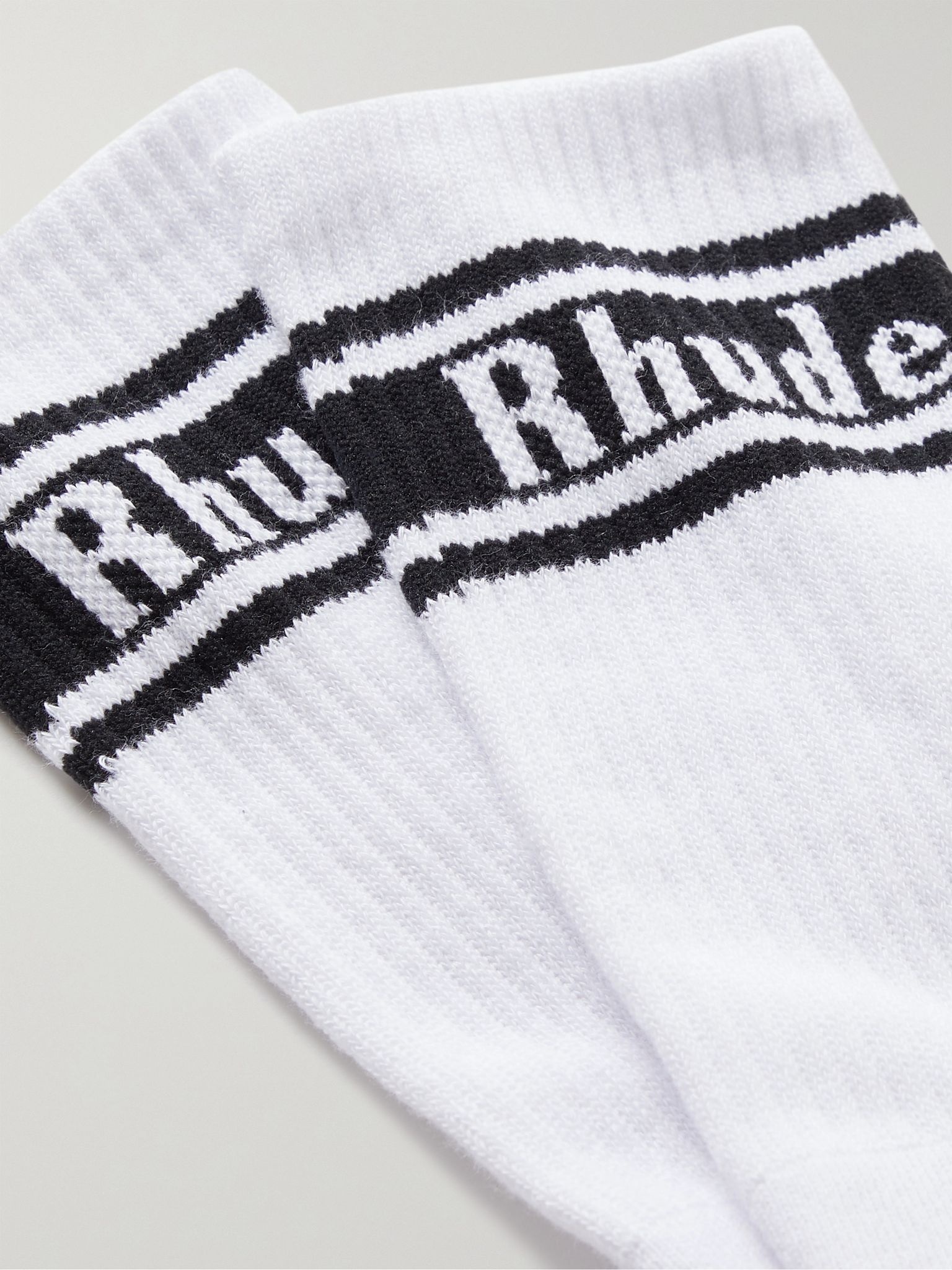 Ribbed Logo-Jacquard Cotton-Blend Socks - 2