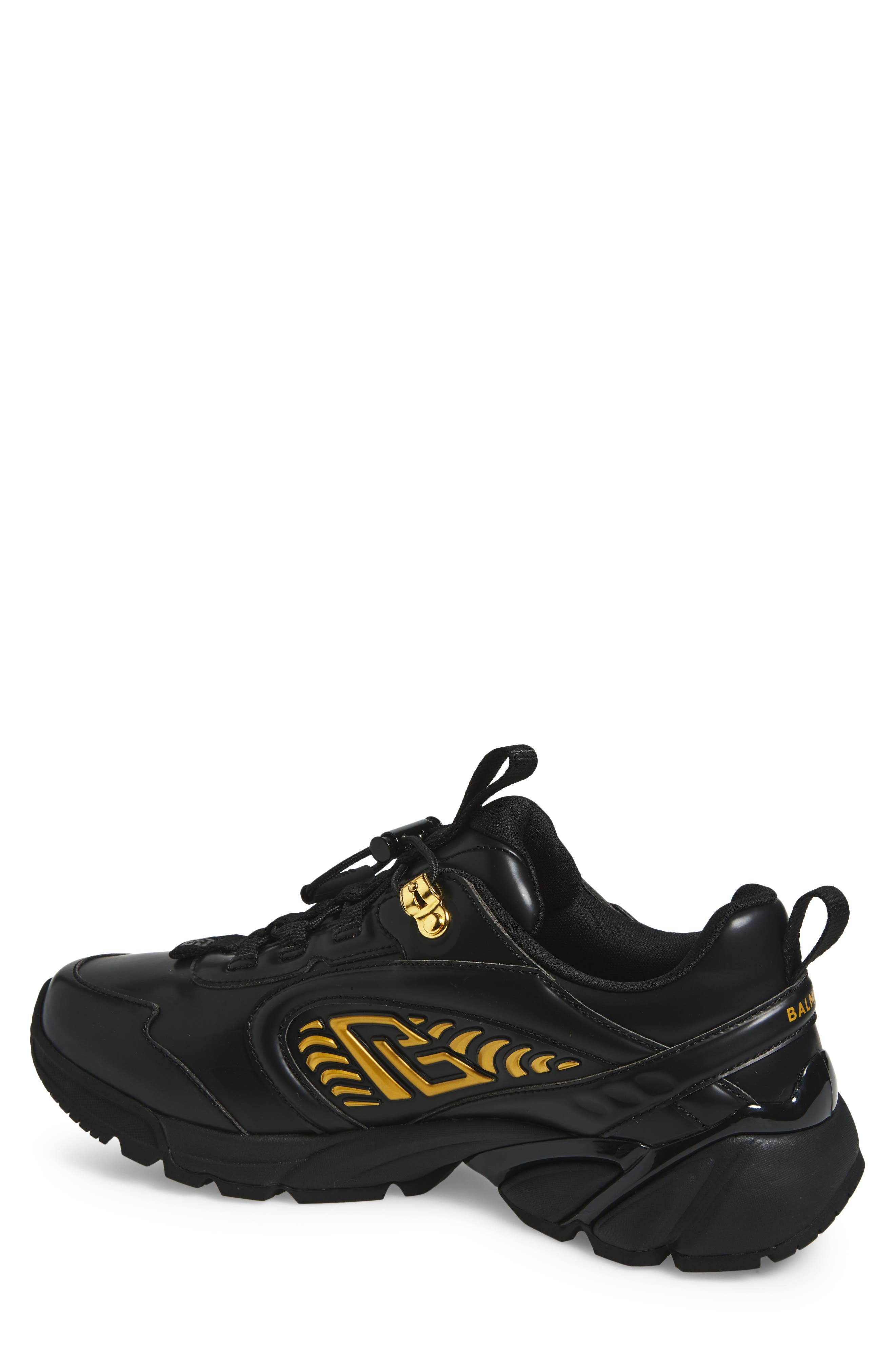 Balmain Cosmic Dust Glazed Sneaker in Black/Gold at Nordstrom - 2