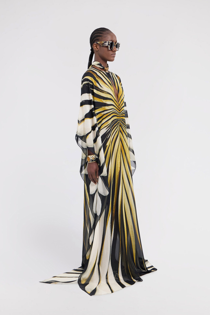 Ray Of Gold Print Silk Maxi Dress 3