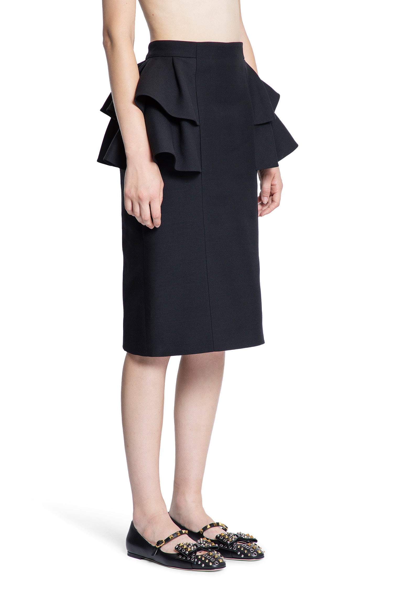 Crepe-Couture-Midi-Skirt-With-Ruffles - 2