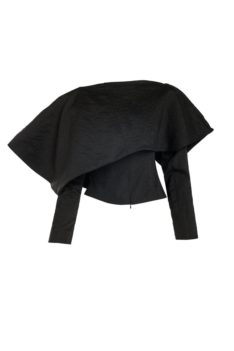ASYMMETRIC OVERSIZED COLLAR TOP BLACK 2