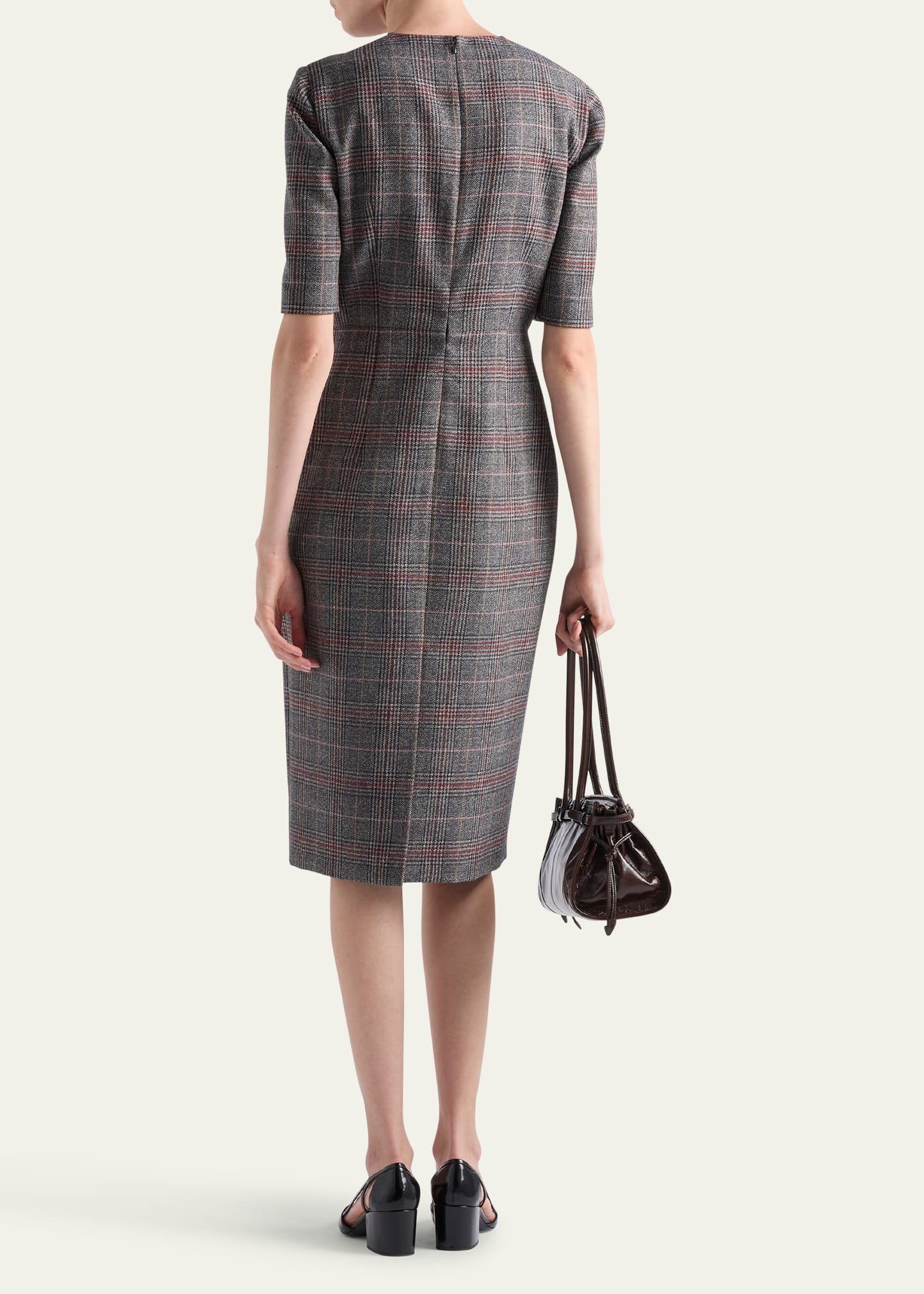 Prince of Wales Check Midi Wool Dress - 3