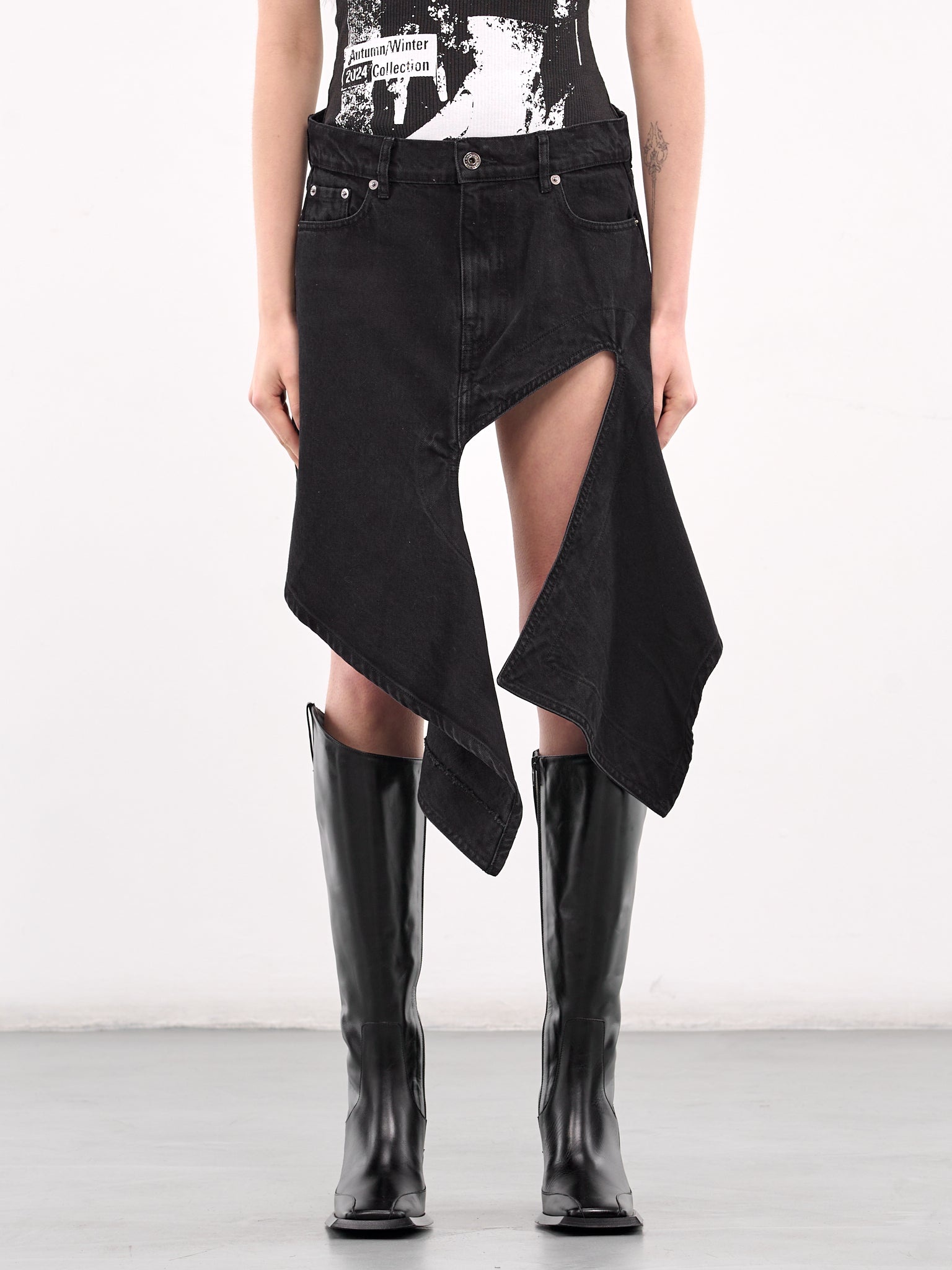 Evergreen Cut-Out Denim Mini Skirt - 1
