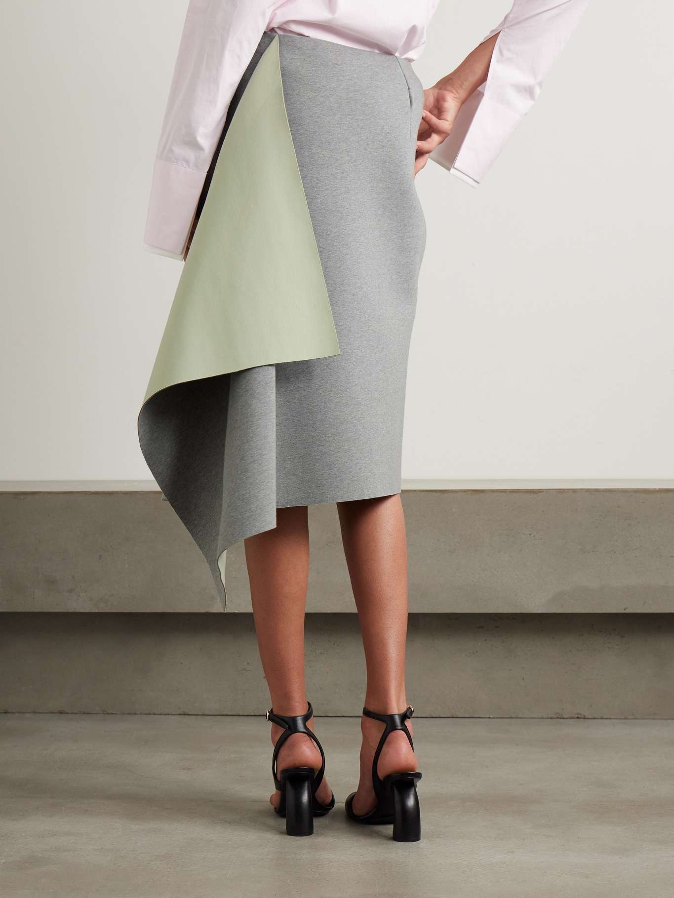 Wrap-effect cotton-blend ponte midi skirt - 4