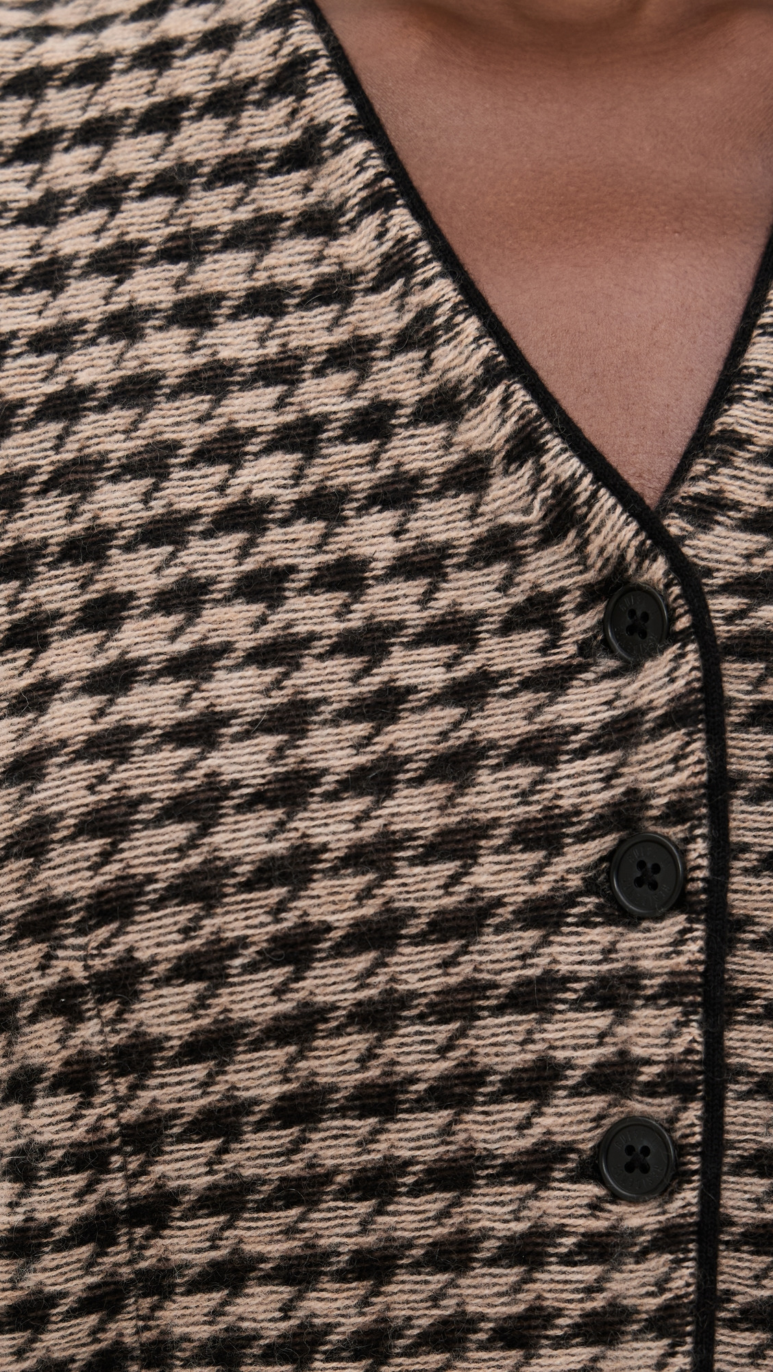 Houndstooth Tailored Cashmere Vest - 5