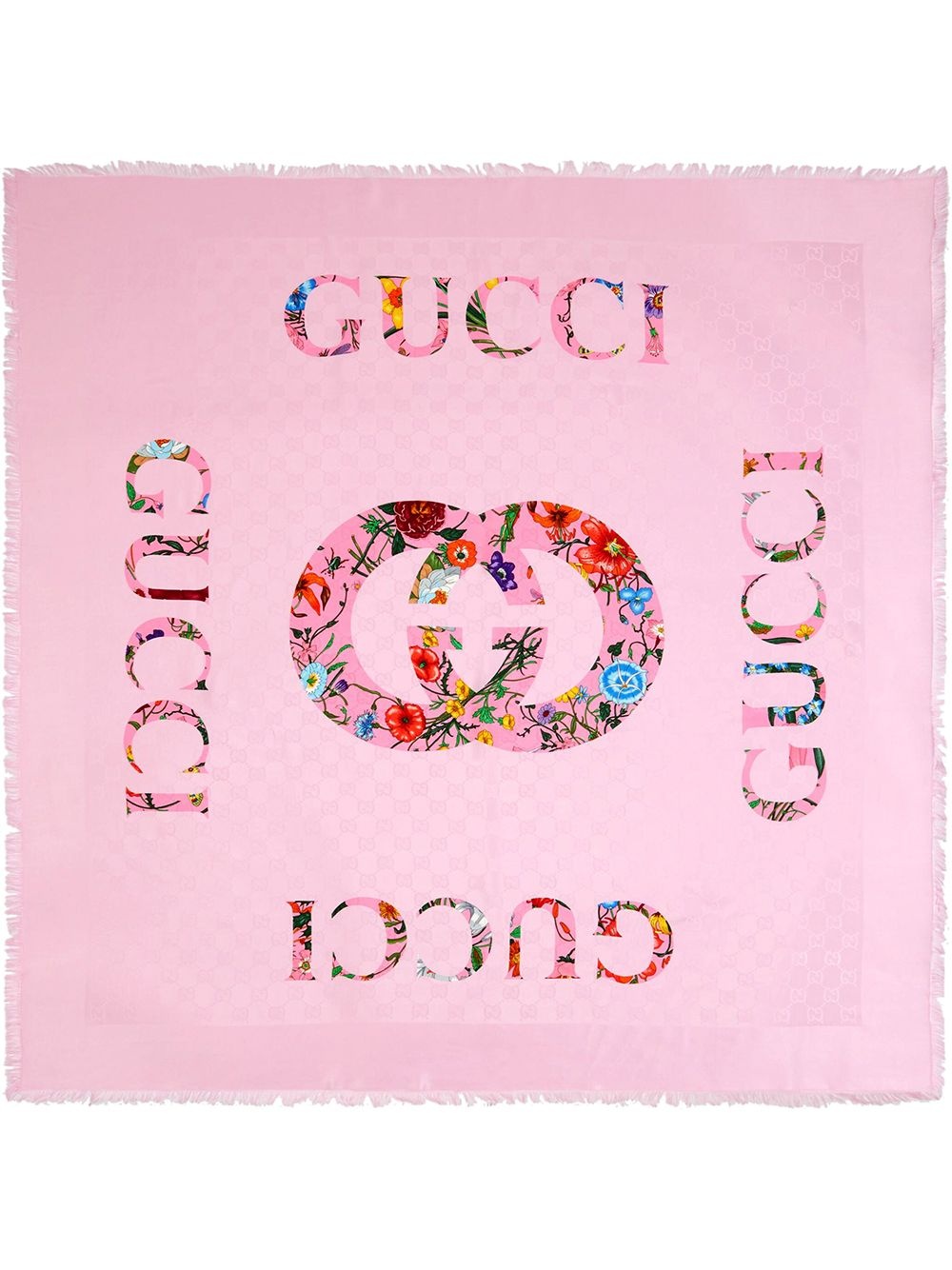 Flora-print Gucci vintage jacquard scarf - 3