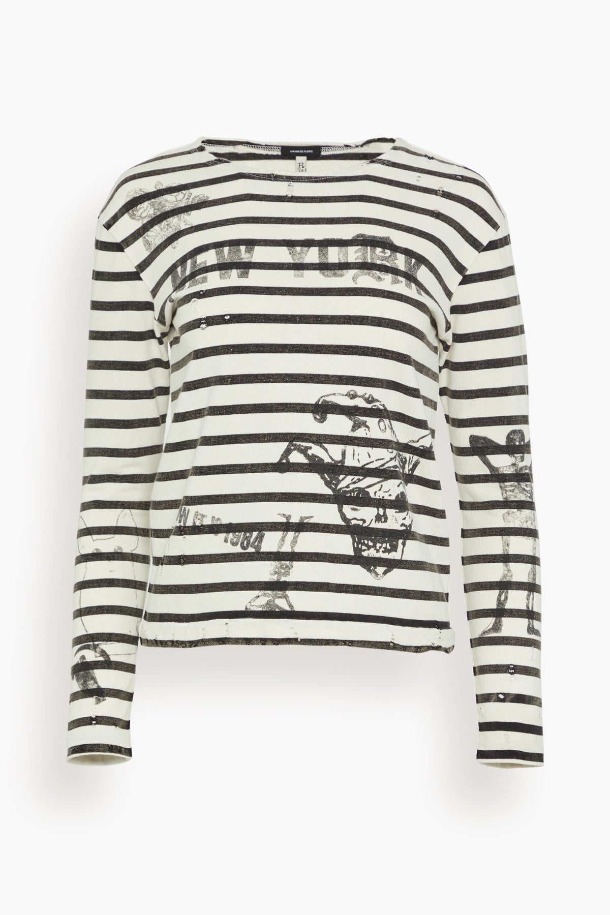 Patch Breton Long Sleeve Tee in Black and White Stripe - 1