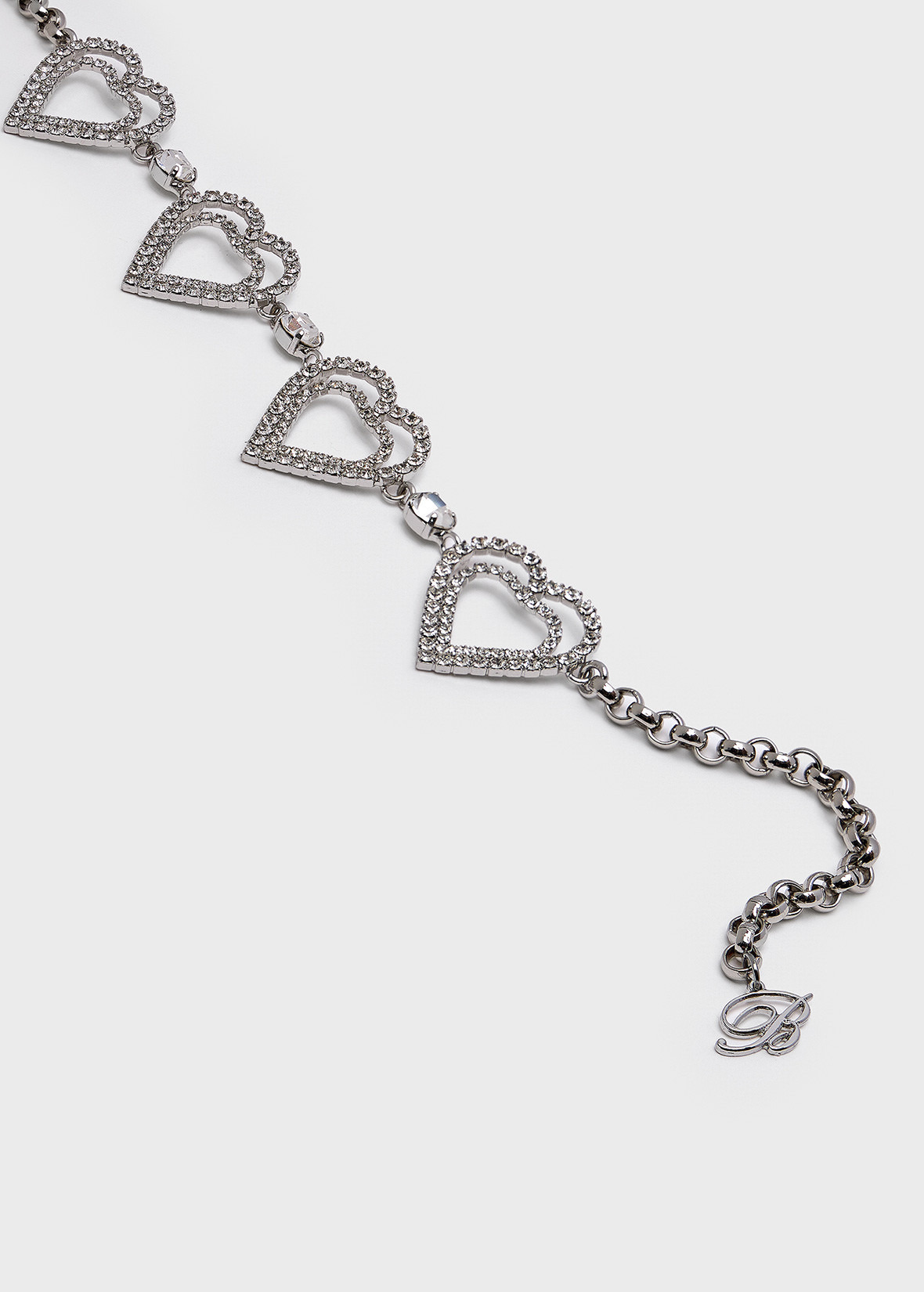 METAL CHOKER WITH RHINESTONE HEARTS - 3