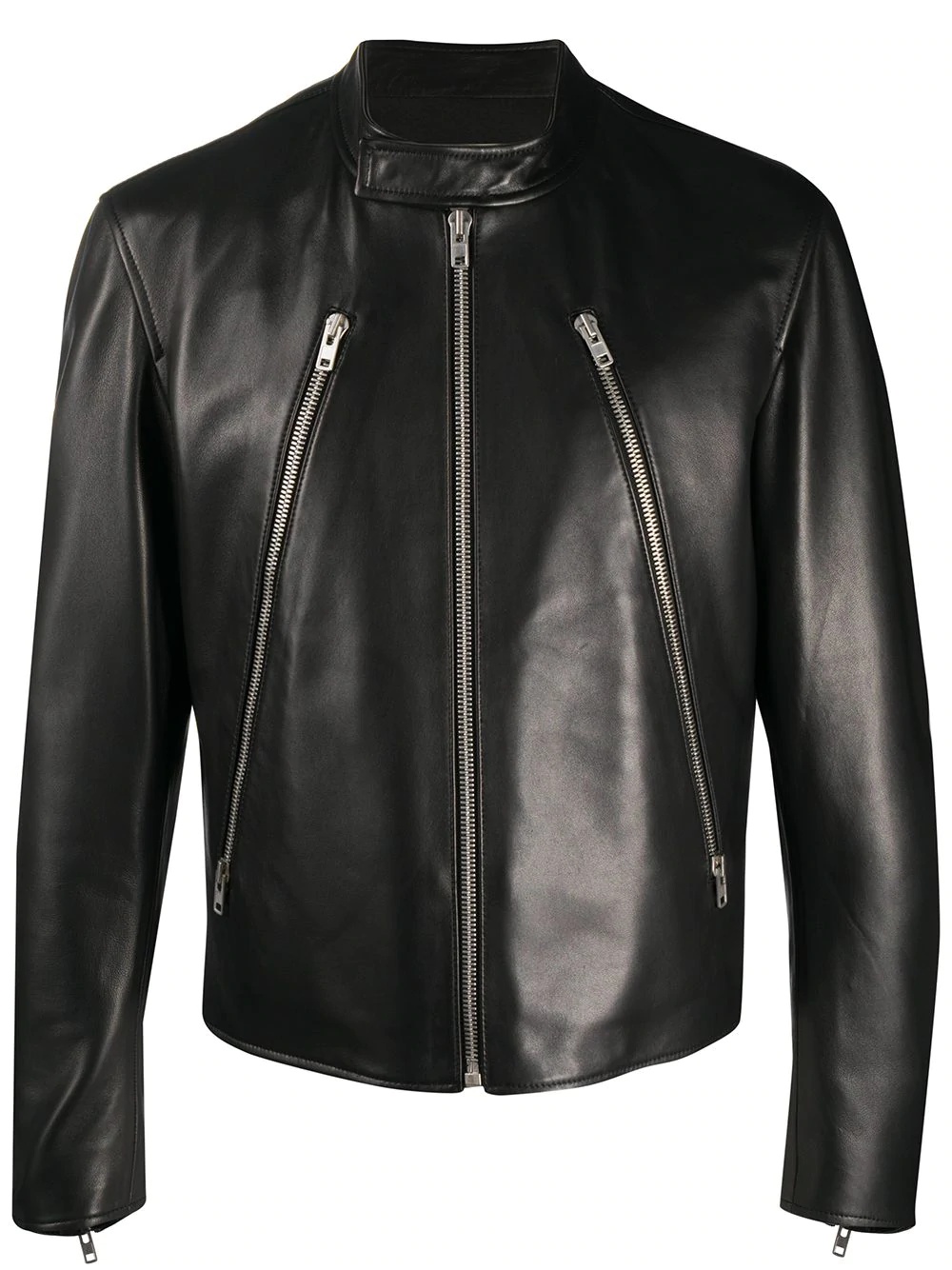 mock neck leather jacket - 1