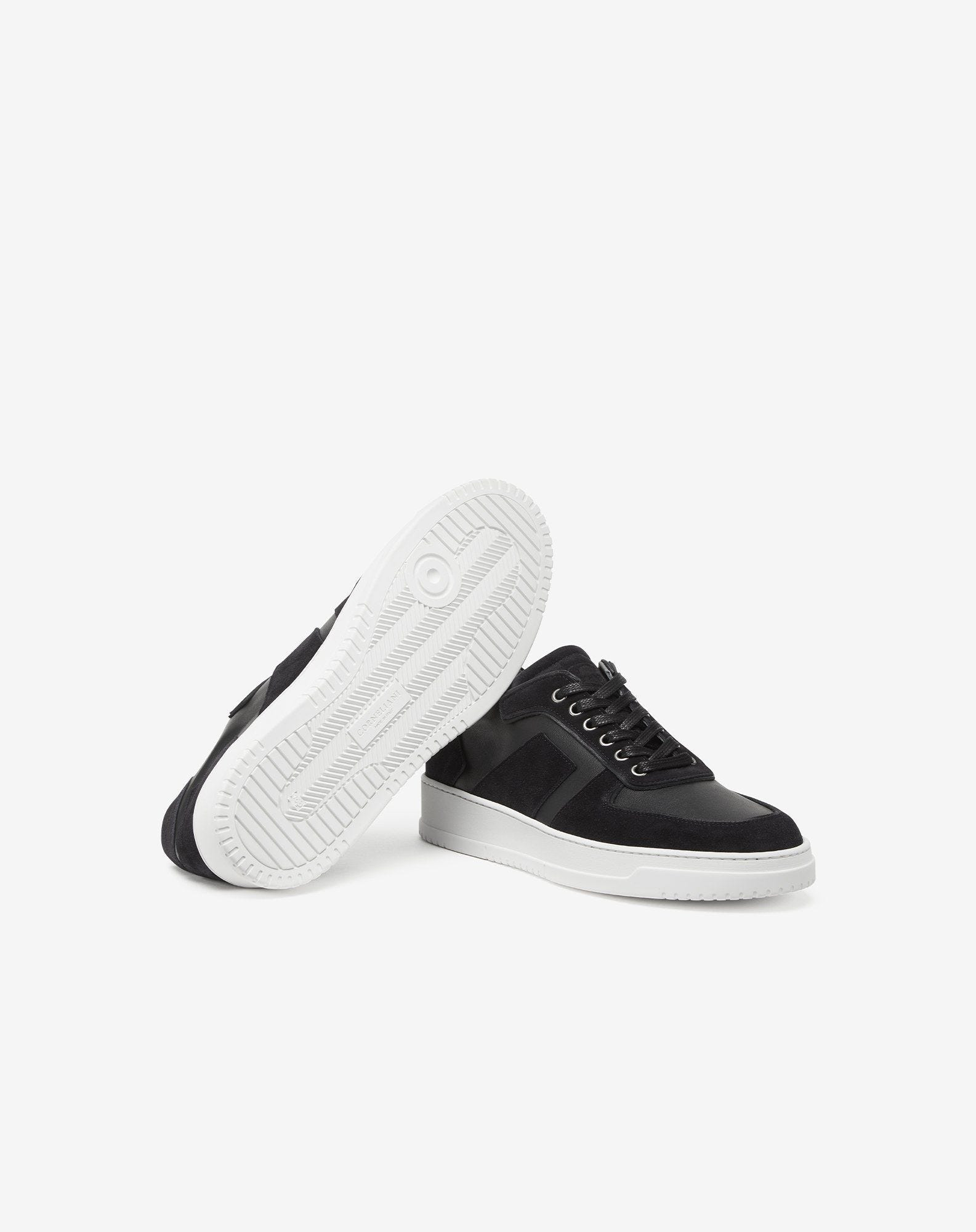Black two-texture nappa and suede trainers - 4