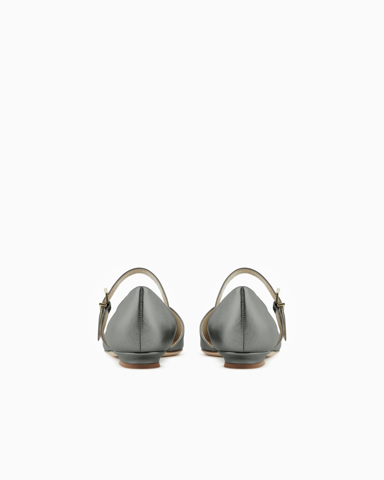LAMÉ LEATHER BALLERINAS WITH STRAP - 4