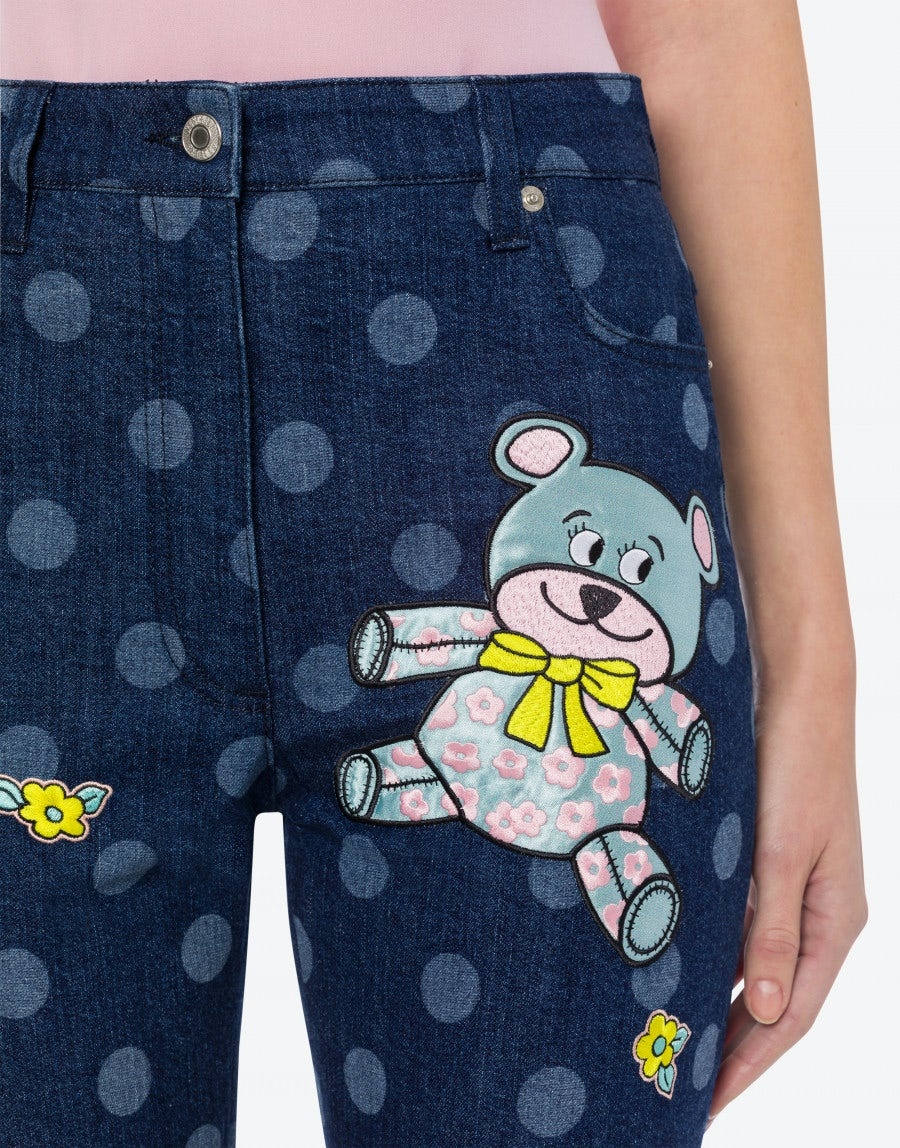 ANIMAL PATCH POLKA DOTS DENIM TROUSERS - 4