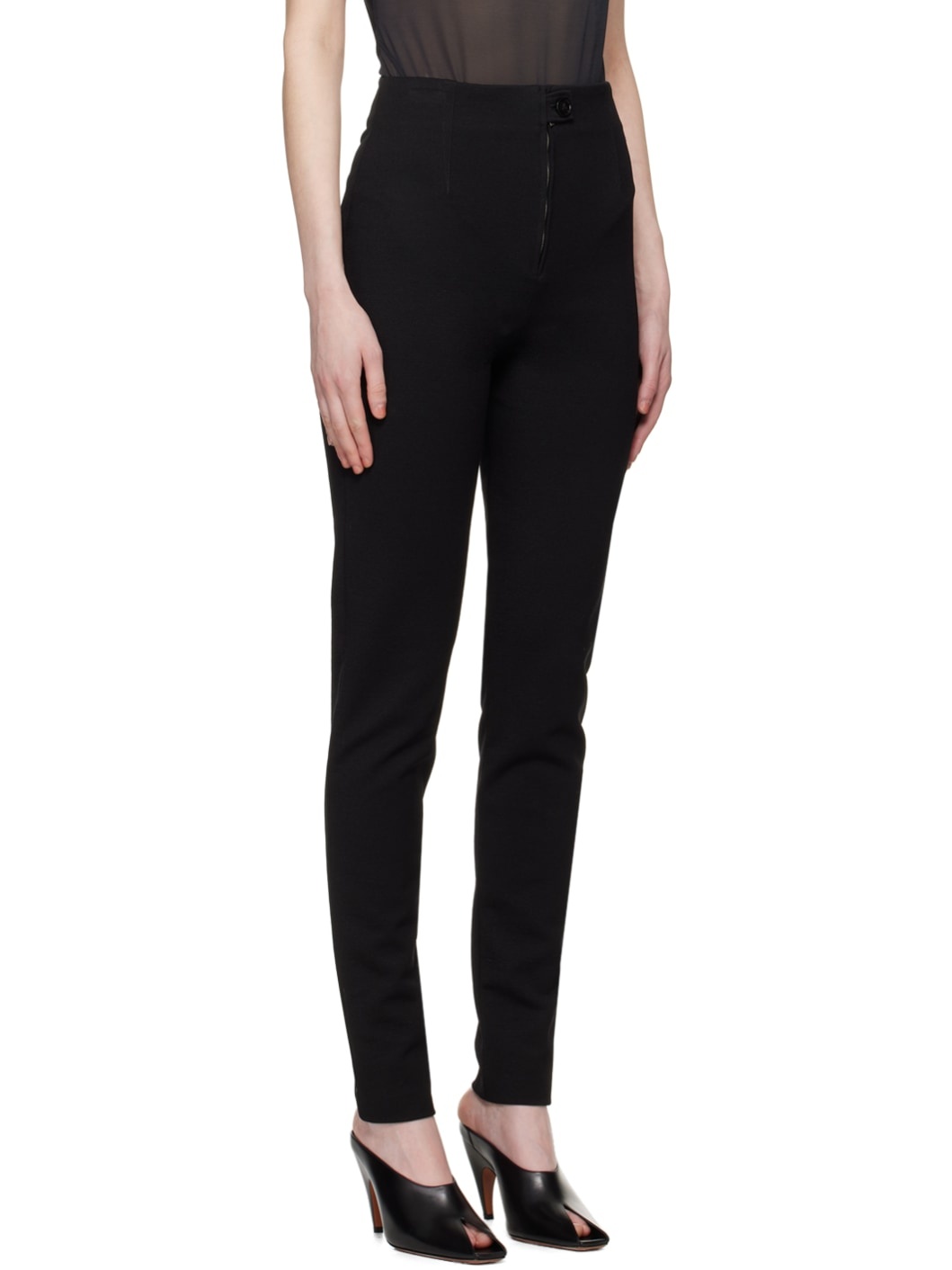 Black Gathered Leggings - 2