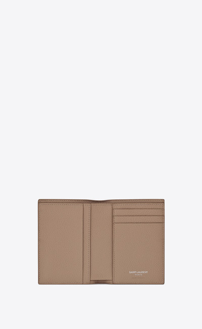 SAINT LAURENT tiny cassandre credit card wallet in grained leather outlook