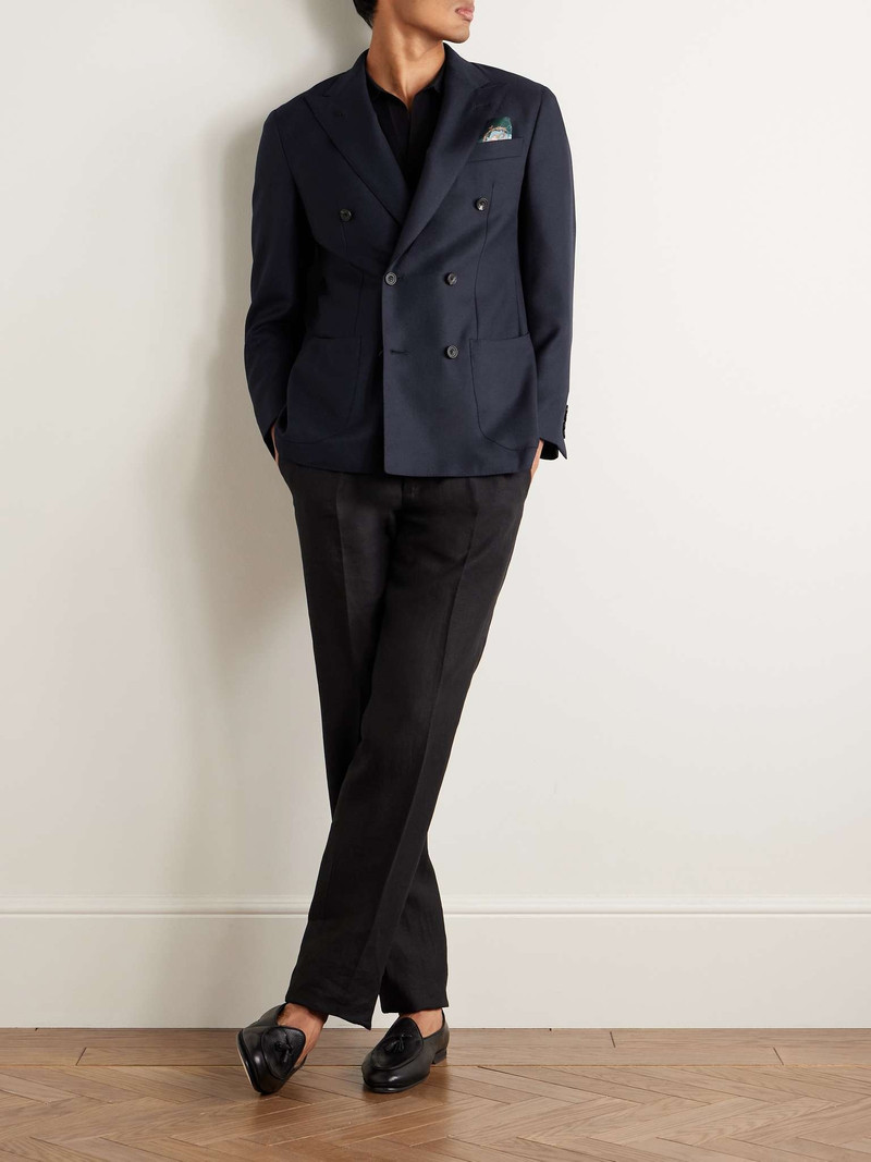 THOM SWEENEY Slim-Fit Double-Breasted Wool-Hopsack Blazer outlook