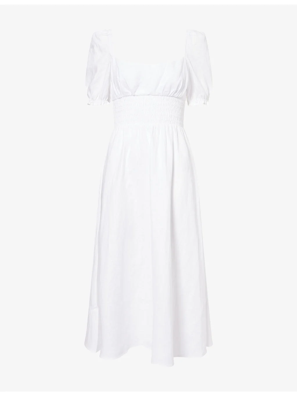 Adler Puff-Sleeve Linen Midi Dress - 1