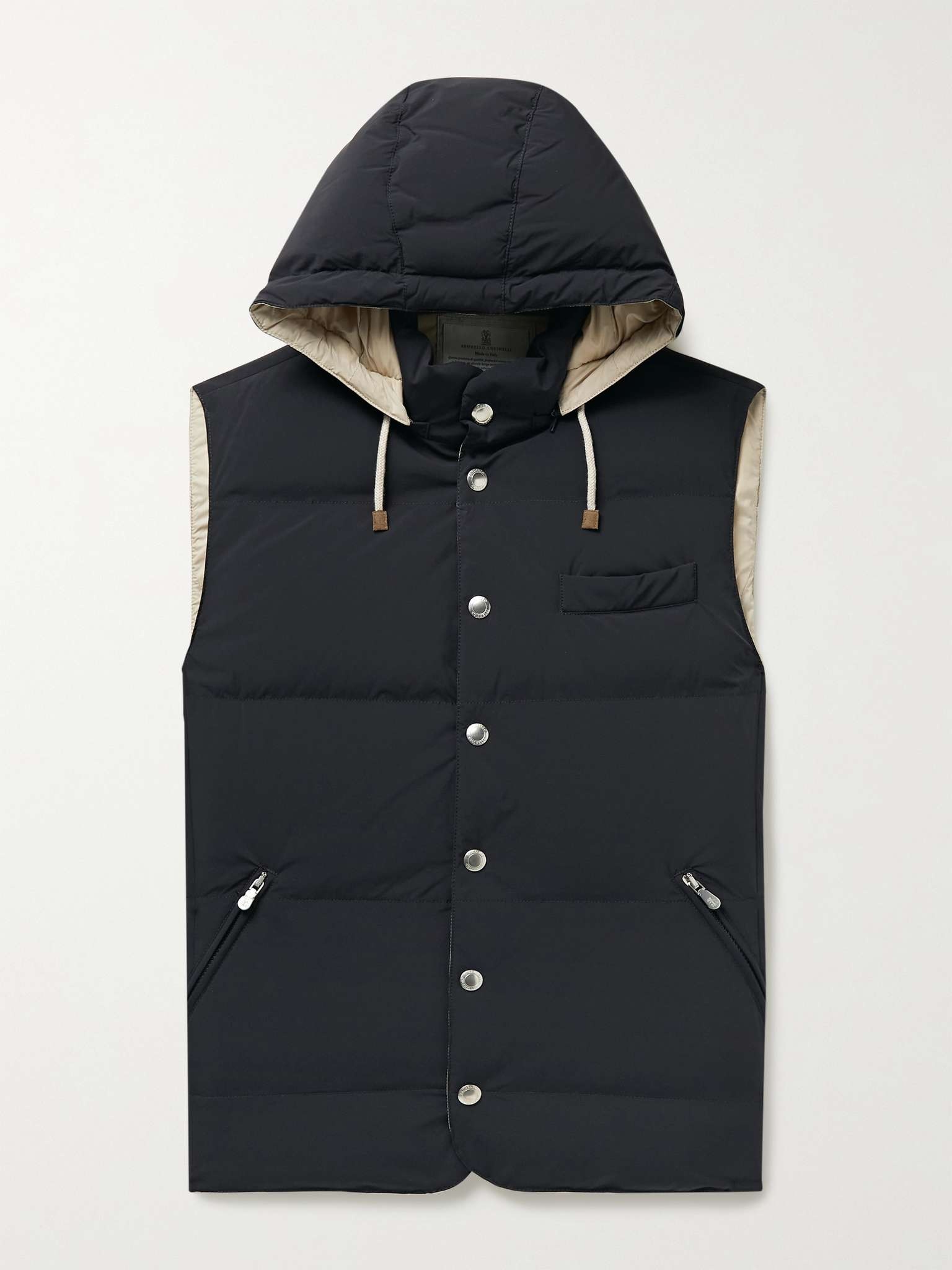 Quilted Shell Hooded Down Gilet - 1