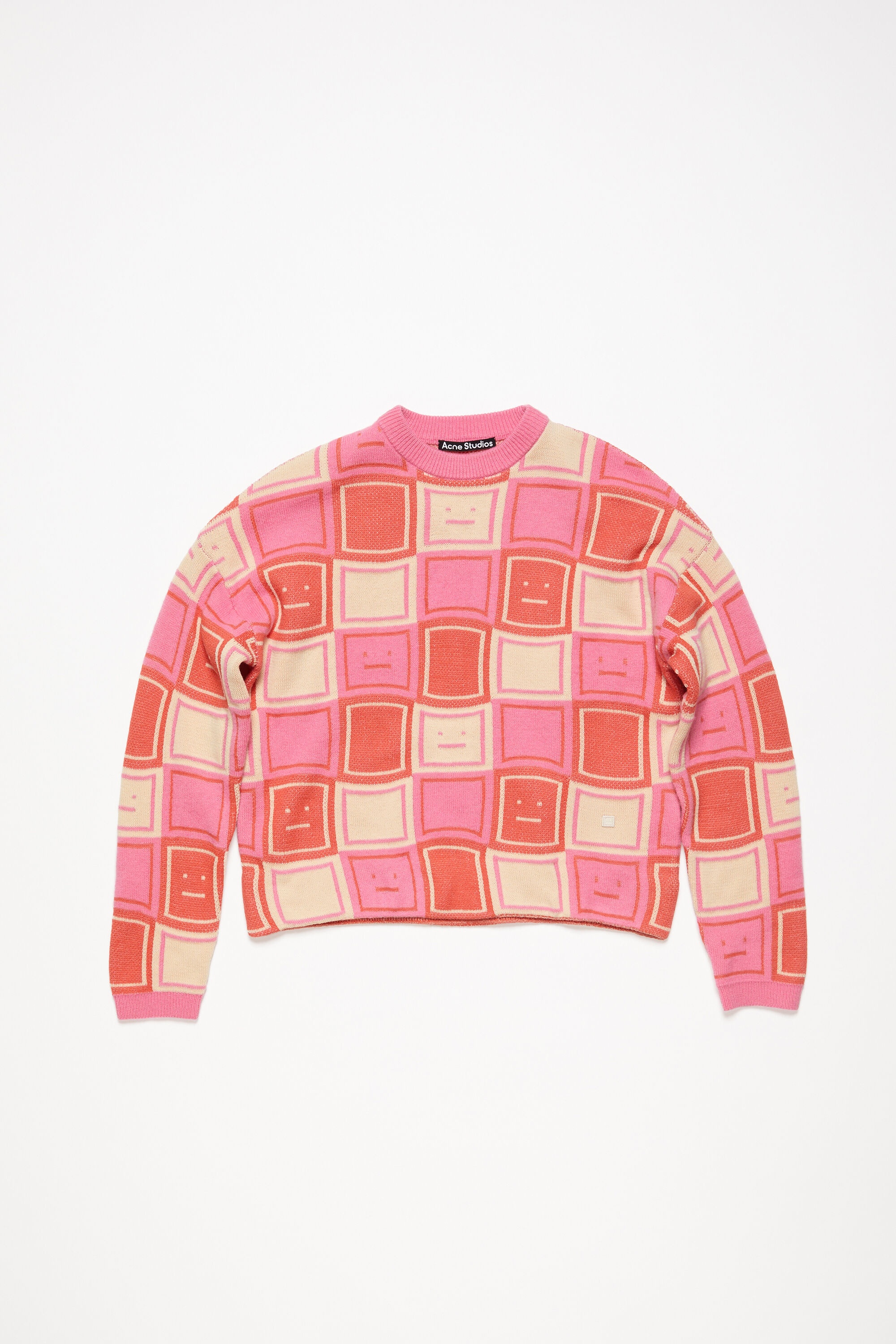 Jacquard crew neck jumper - Rusty orange/tango pink - 1