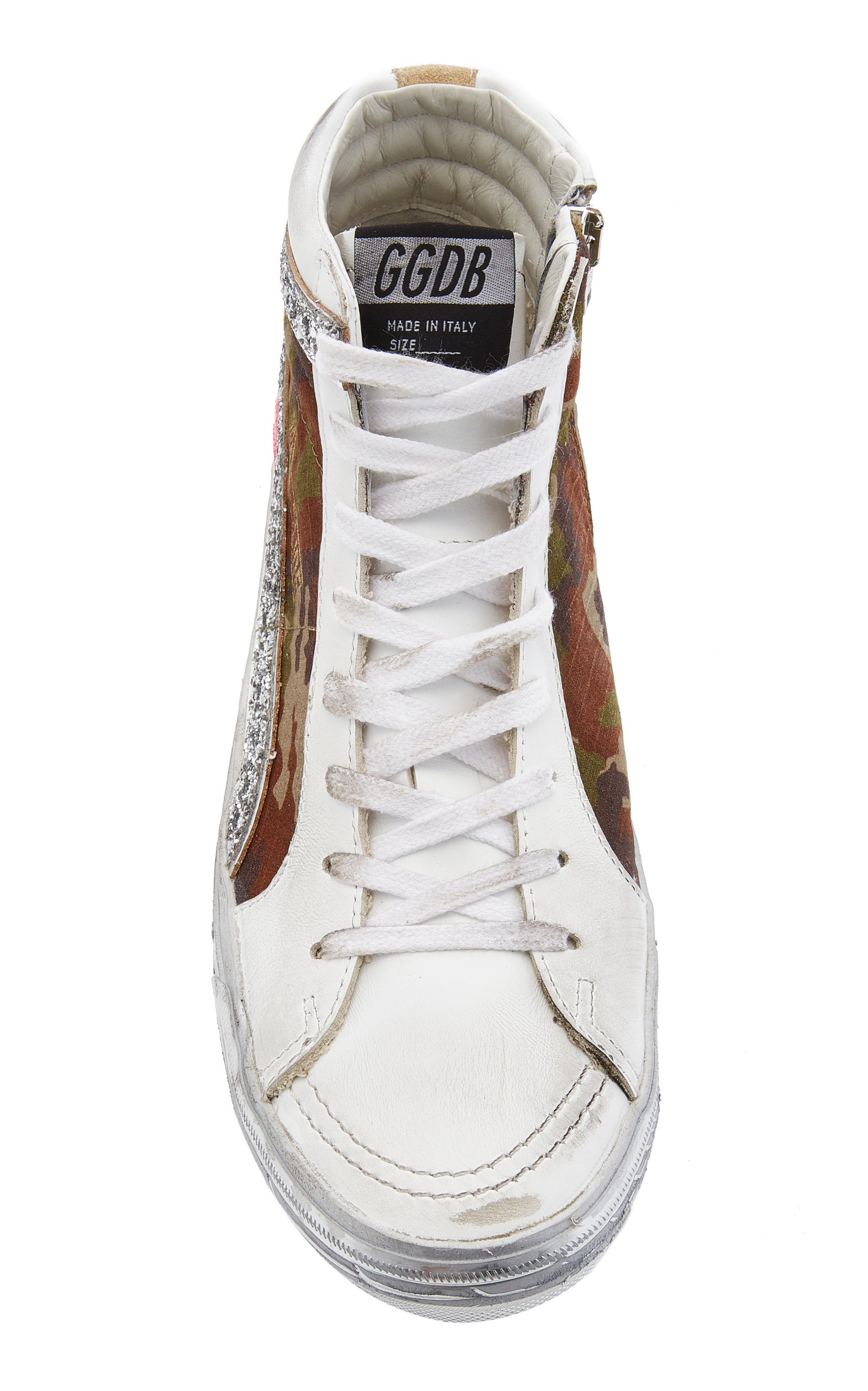 Slide Camo Suede and Leather Sneakers white - 4