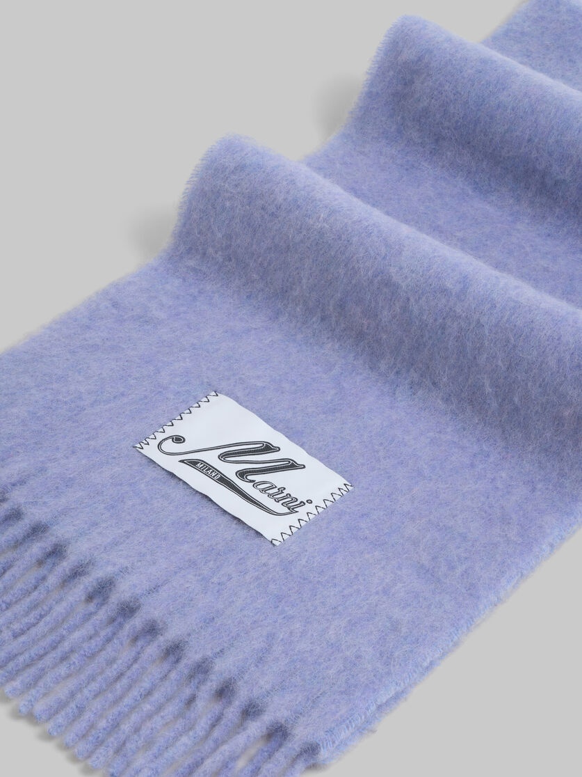 INDIGO BRUSHED ALPACA SCARF WITH FRINGES - 4