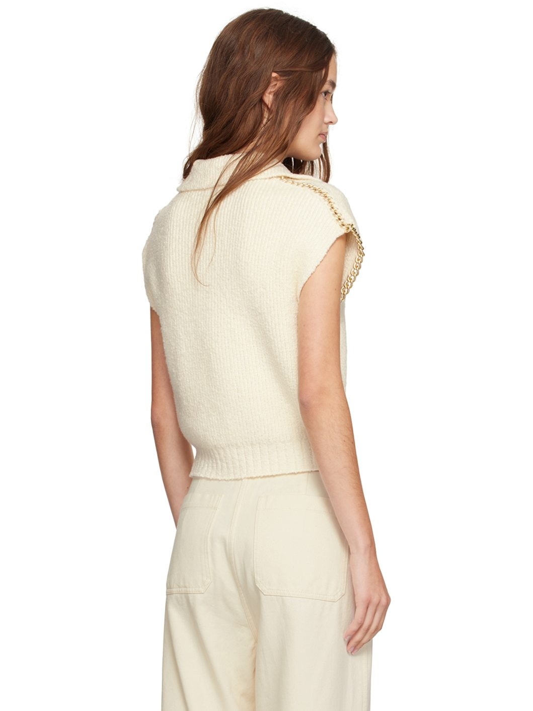 Off-White Boucle Cropped Chain Trim Vest - 3