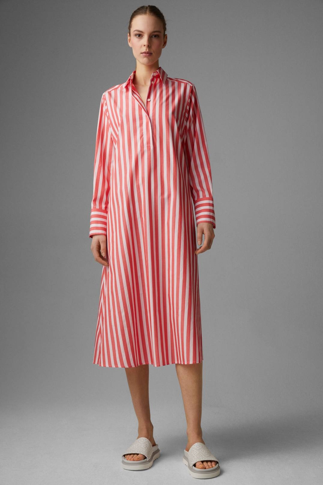 LIA SHIRT DRESS IN RED/OFF-WHITE - 2