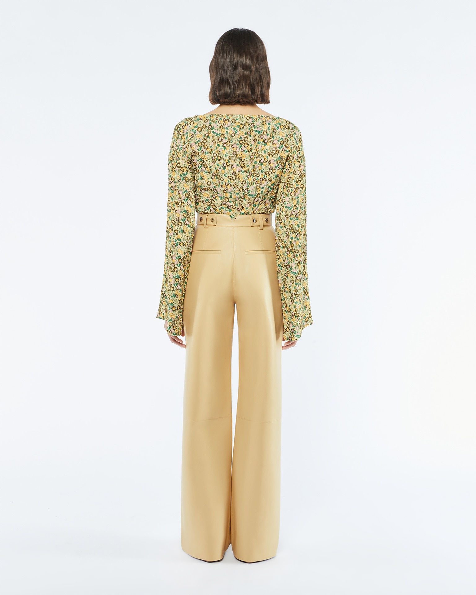 SILKE - Regenerated leather pants - Vintage creme - 5