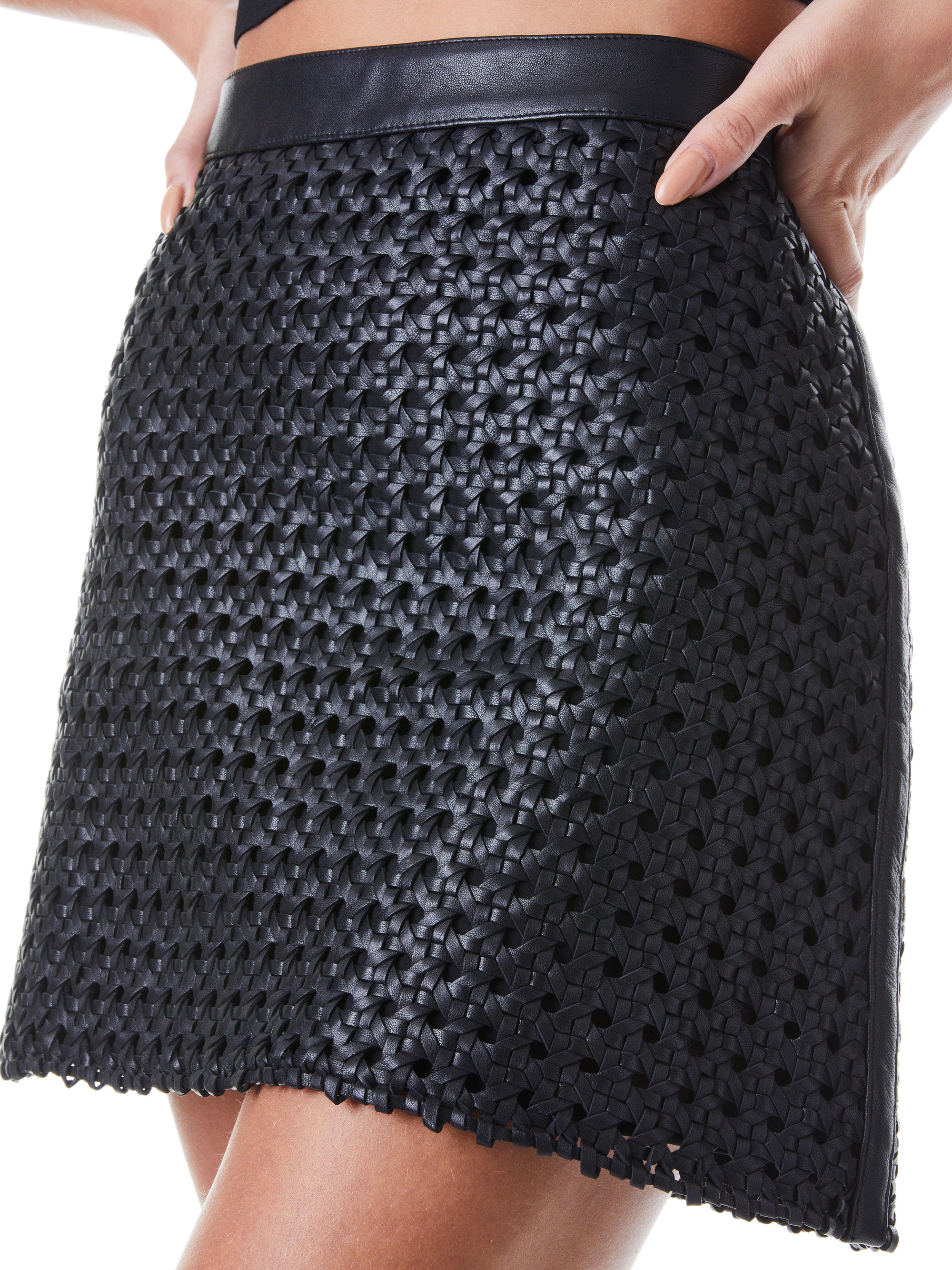 RILEY A-LINE LEATHER MINI SKIRT - 5