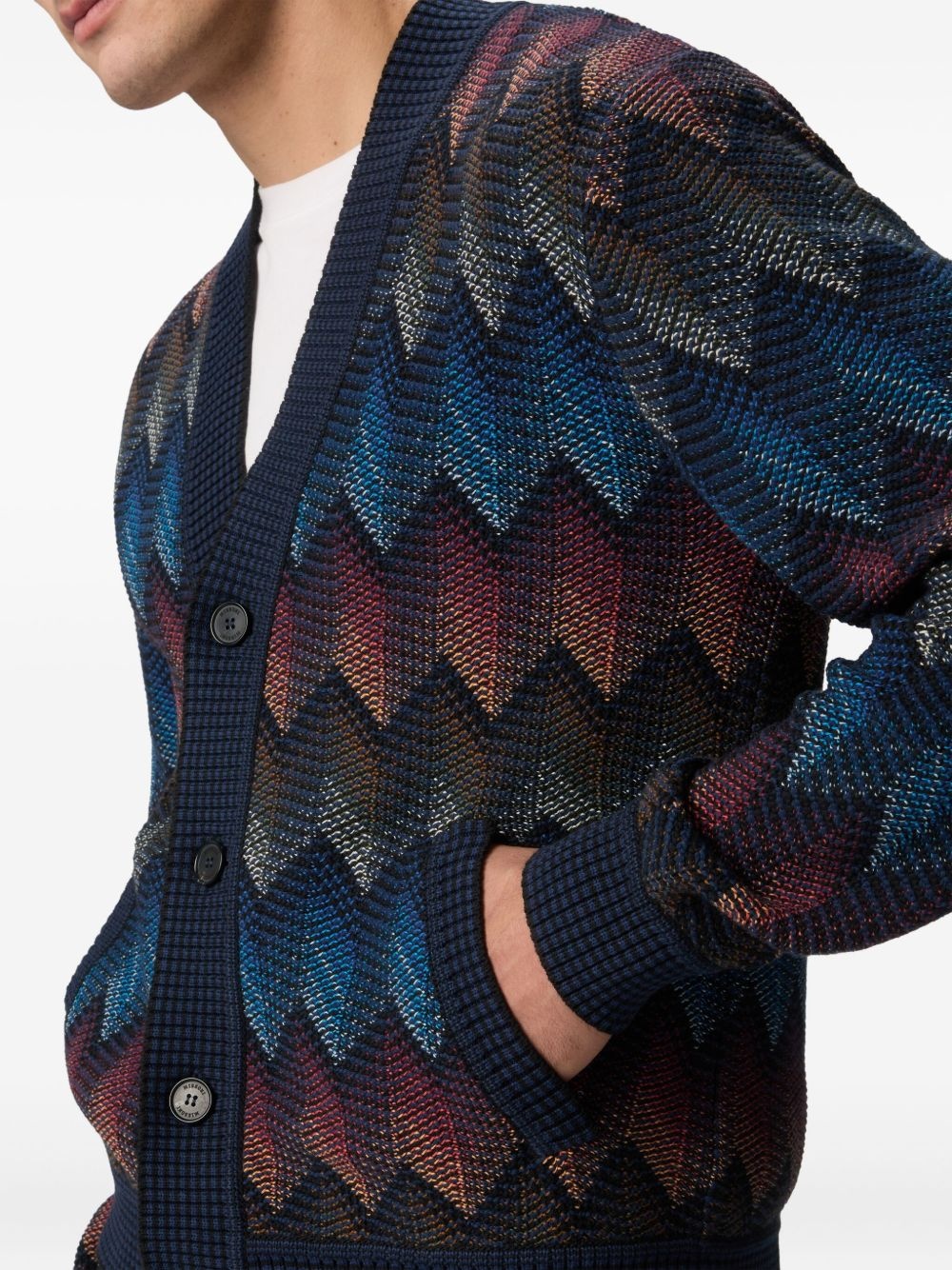 chevron-knit cardigan - 4