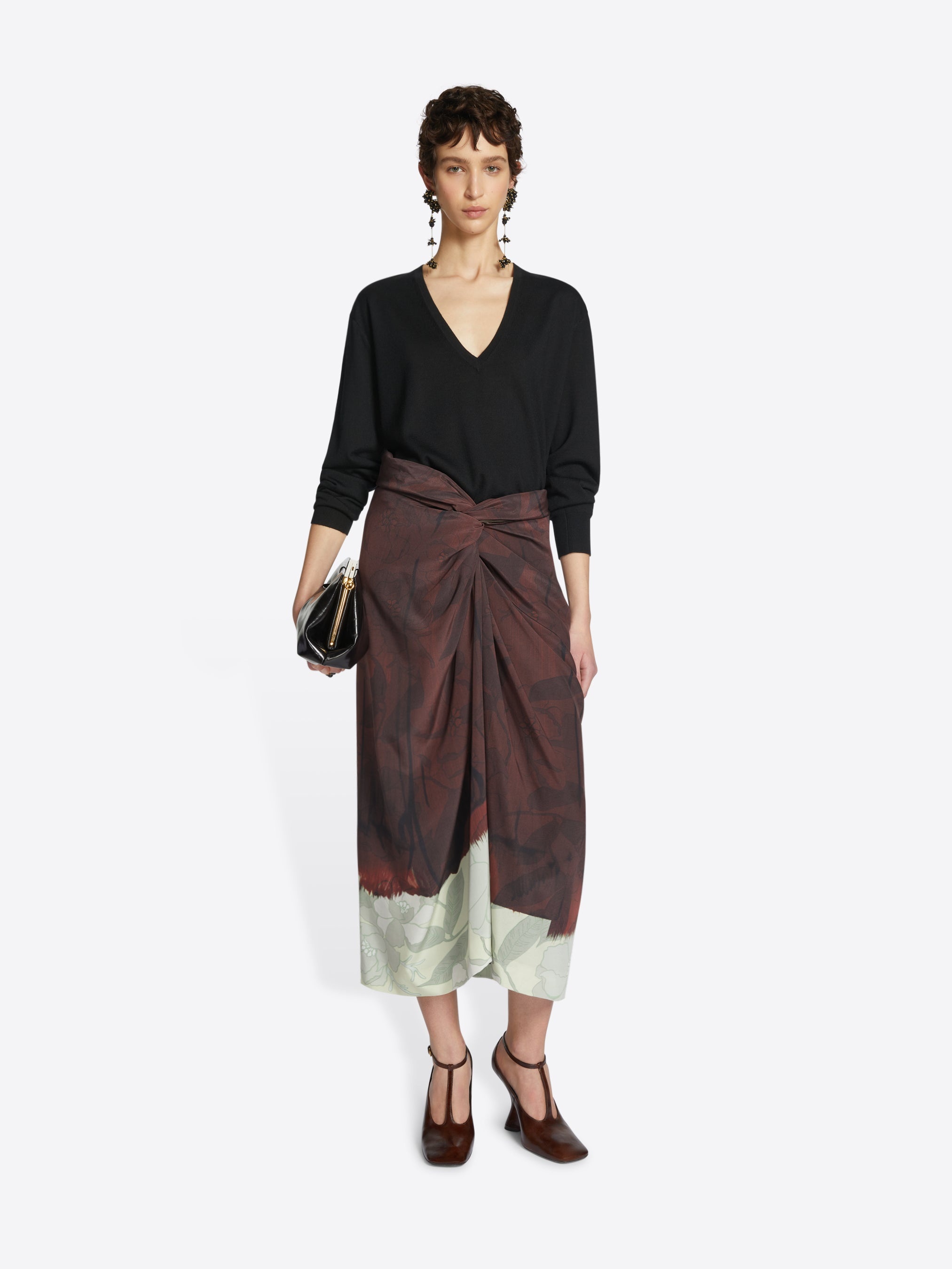 DRAPED SILK SKIRT - 2