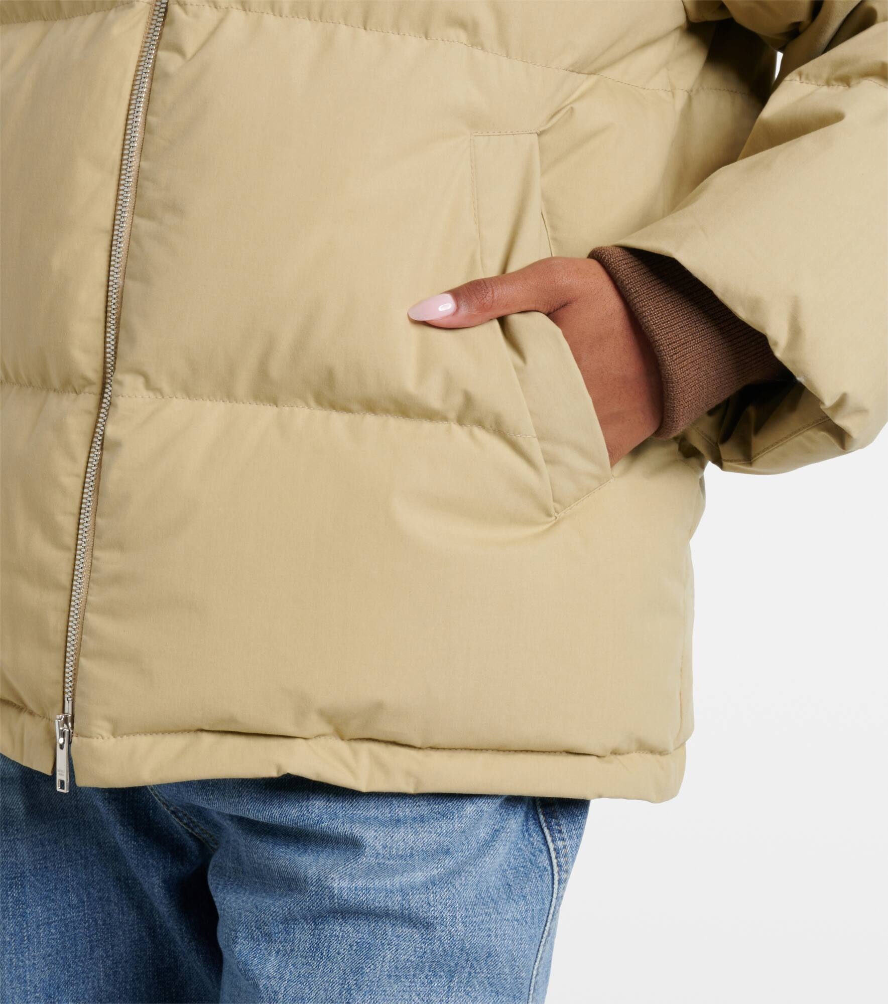 Intrecciato leather-trimmed down jacket - 5