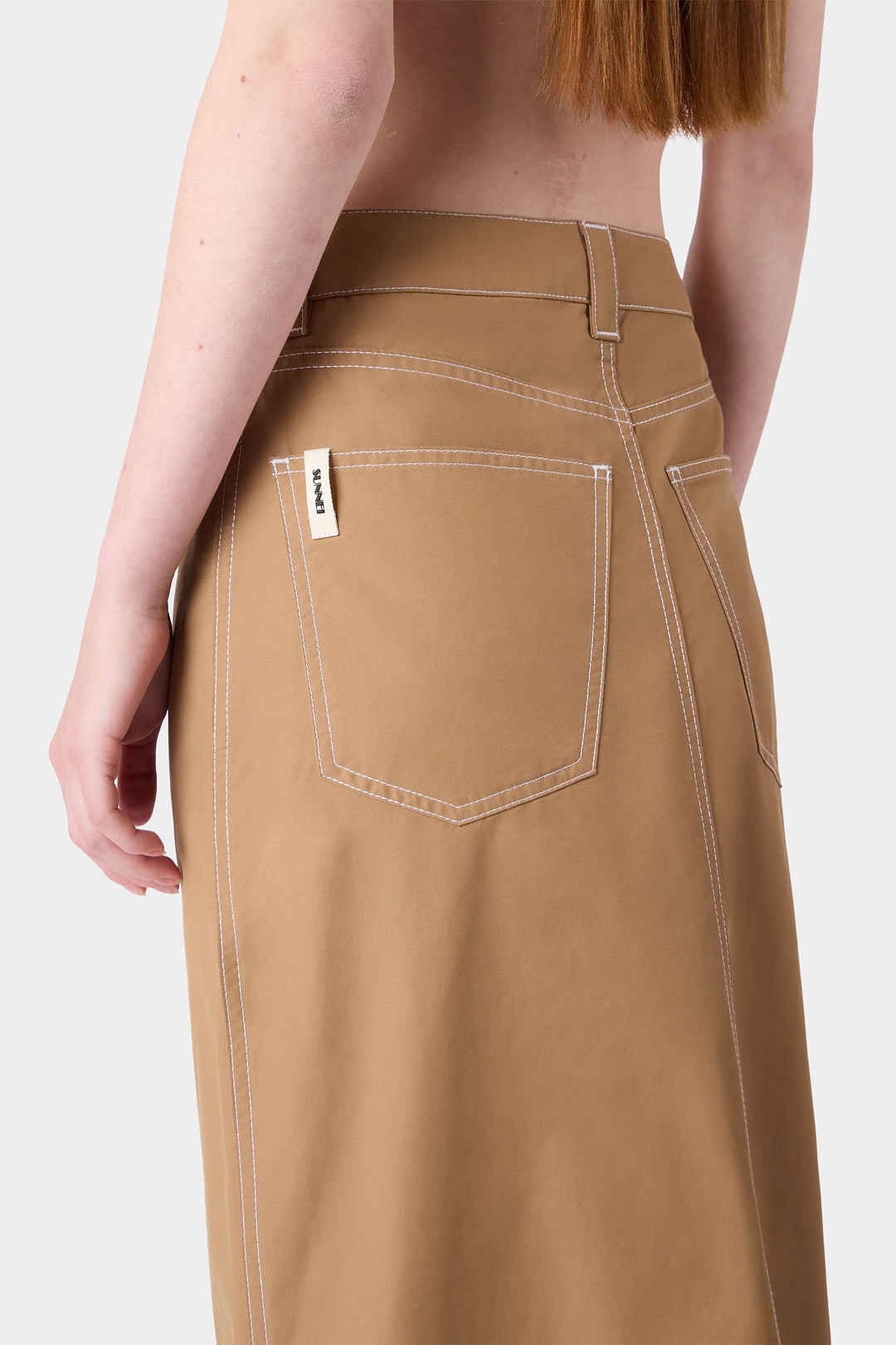 LONG SPLIT SKIRT / dark beige - 4