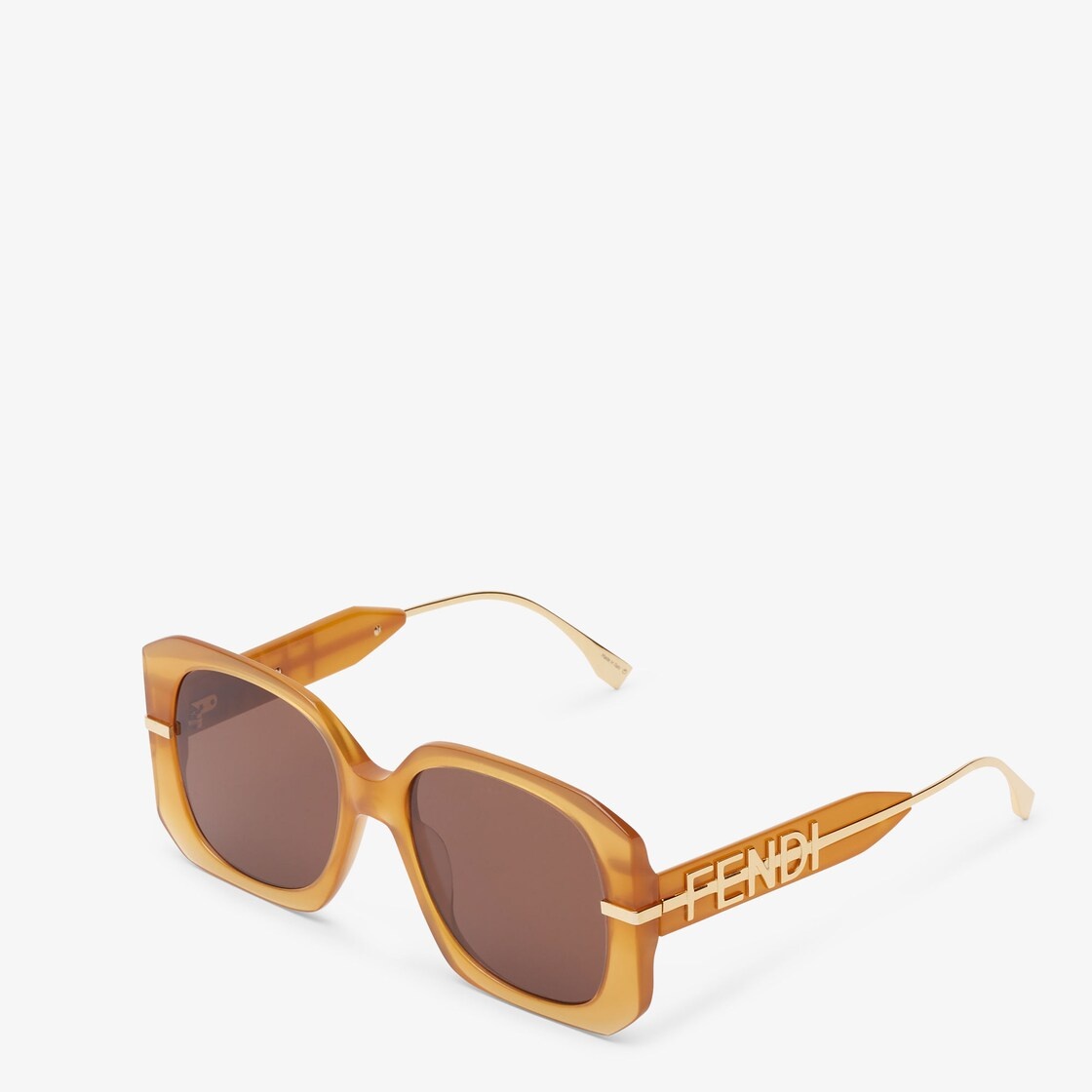 Oversized square Fendigraphy sunglasses in brown acetate, inspired by the Hobo bag. Temples with in- - 2