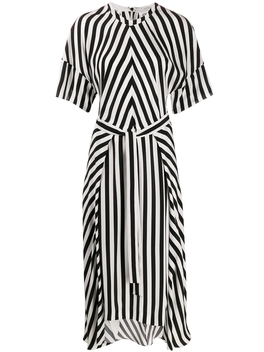 striped step-hem midi dress - 1