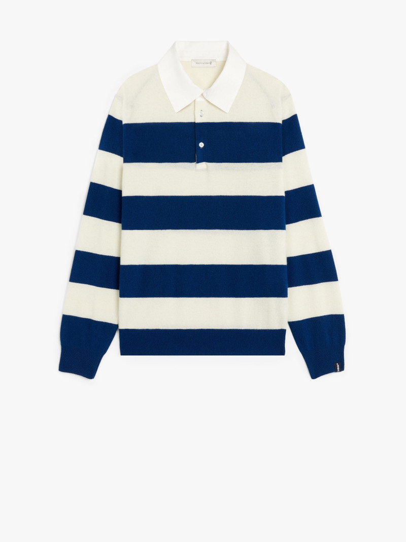 BLUE WOOL KNITTED RUGBY SHIRT | GKM-202 1