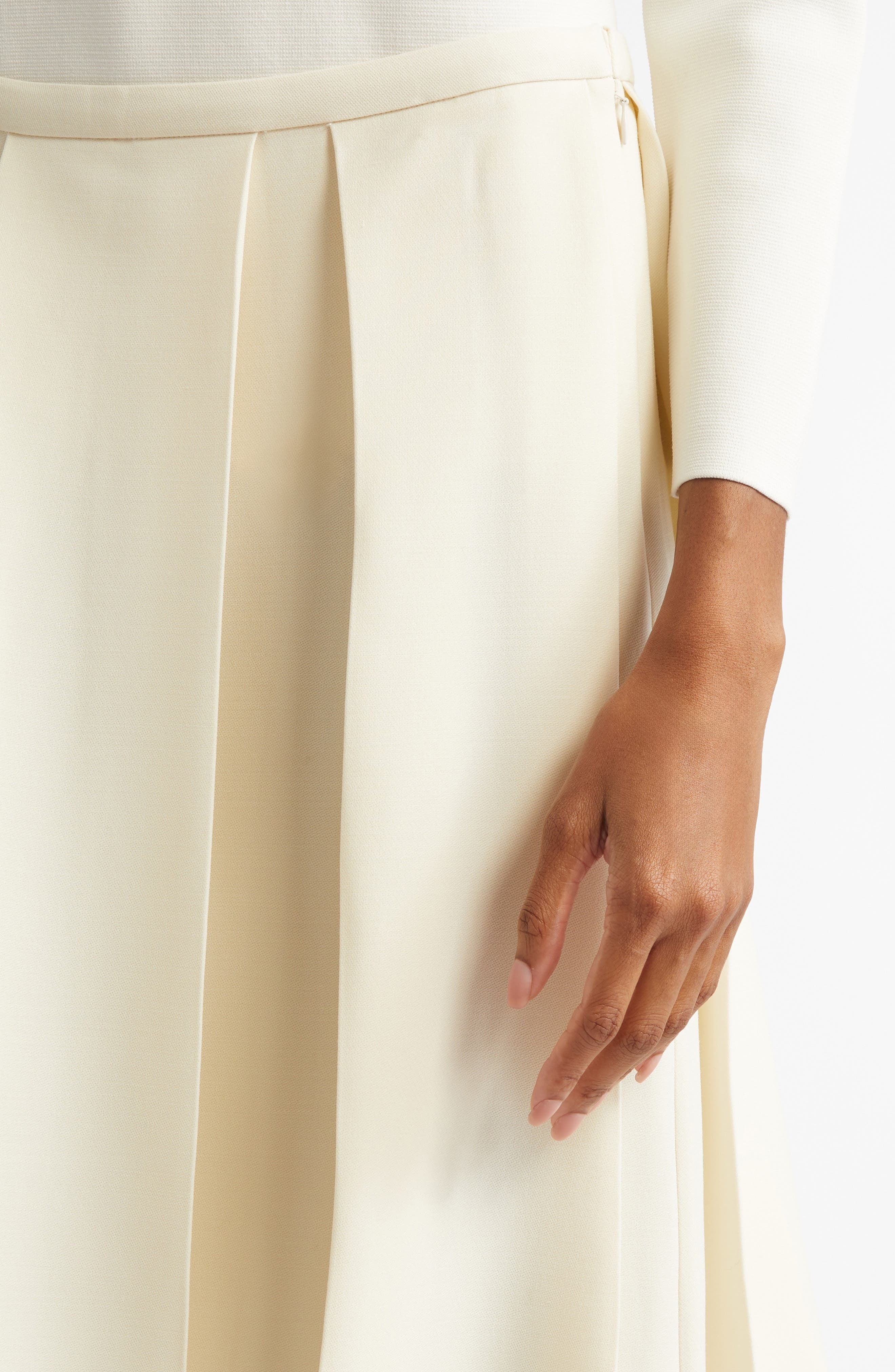 TOTEME Twinflower Pleated Wool & Silk Midi Skirt in Macadamia at Nordstrom - 5