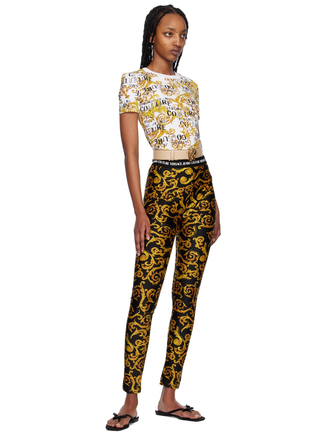 VERSACE JEANS COUTURE Black Sketch Couture Leggings, ssense