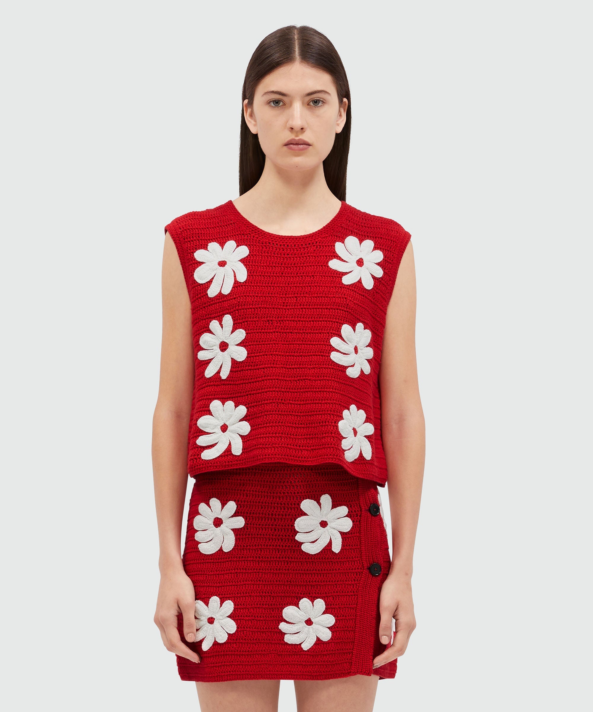 Floral patterned crochet knit top - 2