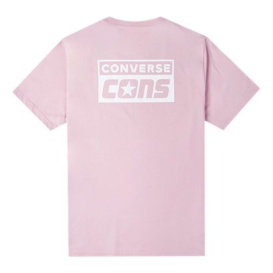 Men's Converse Alphabet Logo Printing Retro Casual Short Sleeve Pink Purple 10021134-A06 - 2