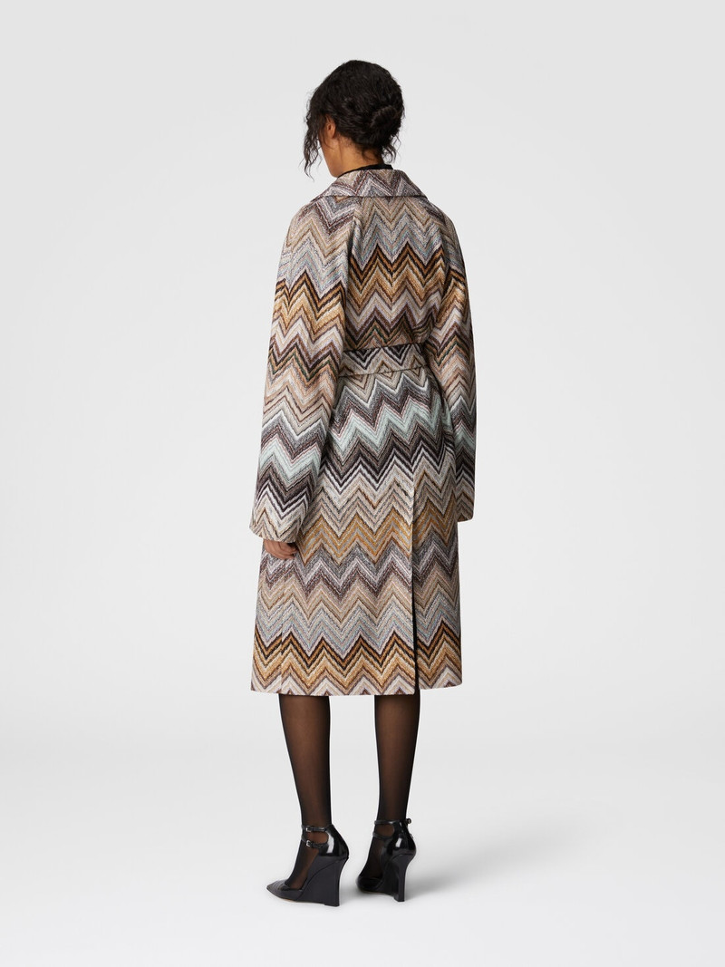 Viscose and lamé wool trench coat with belt 3
