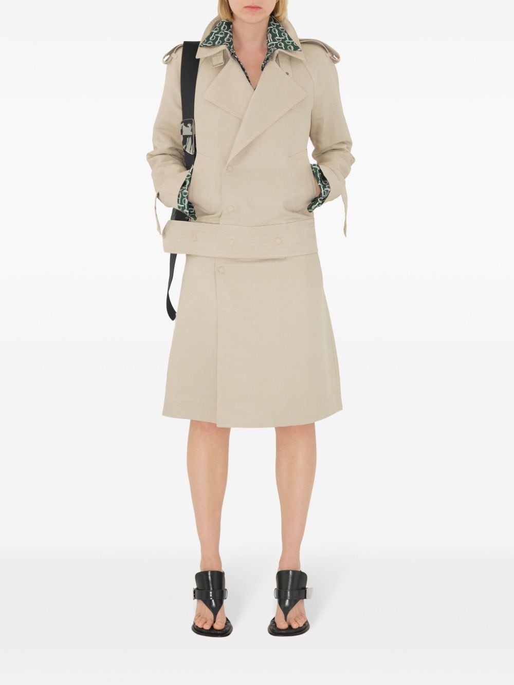 off-centre canvas trench jacket - 2
