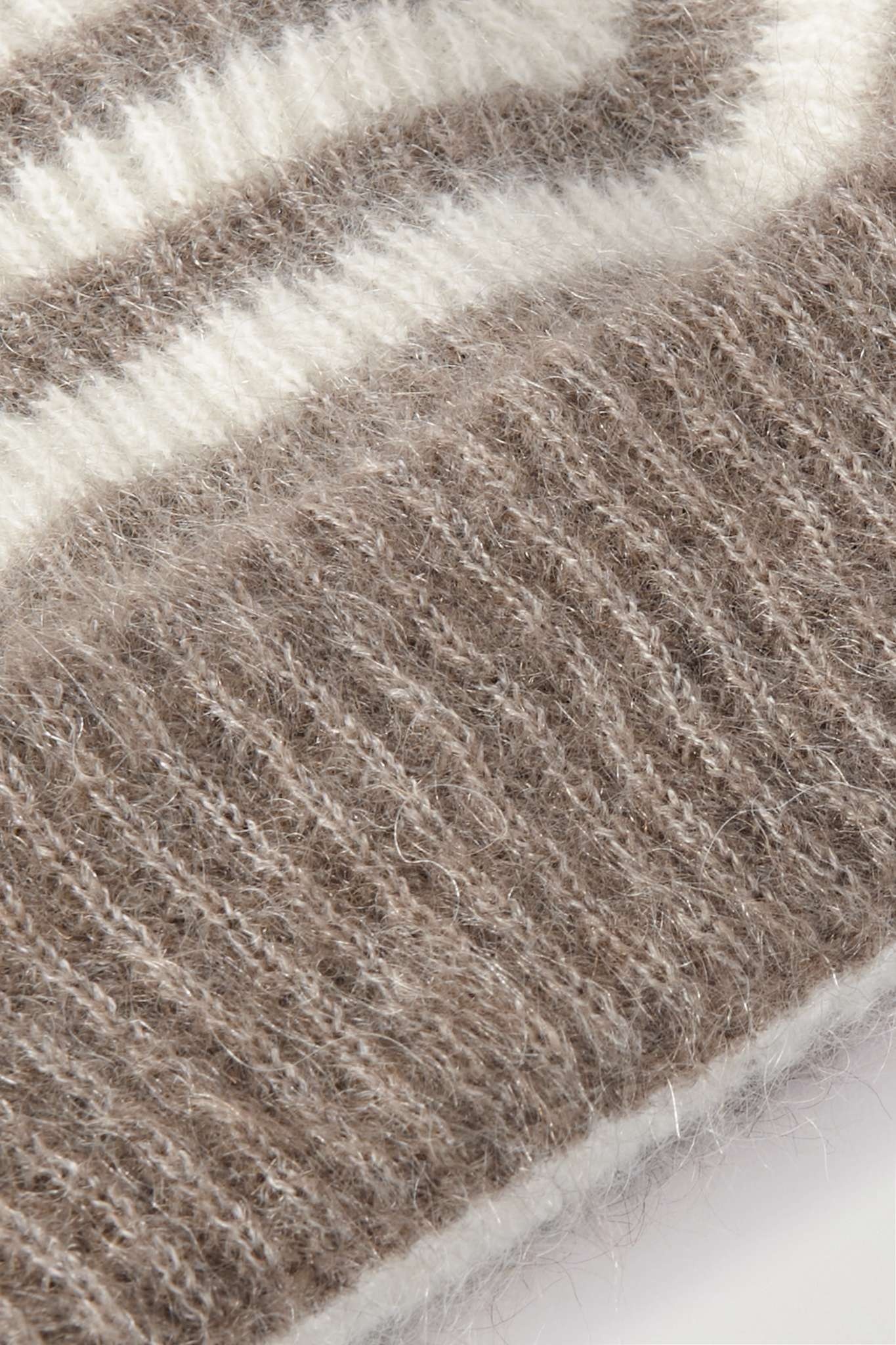 Ribbed striped mohair-blend beanie - 3
