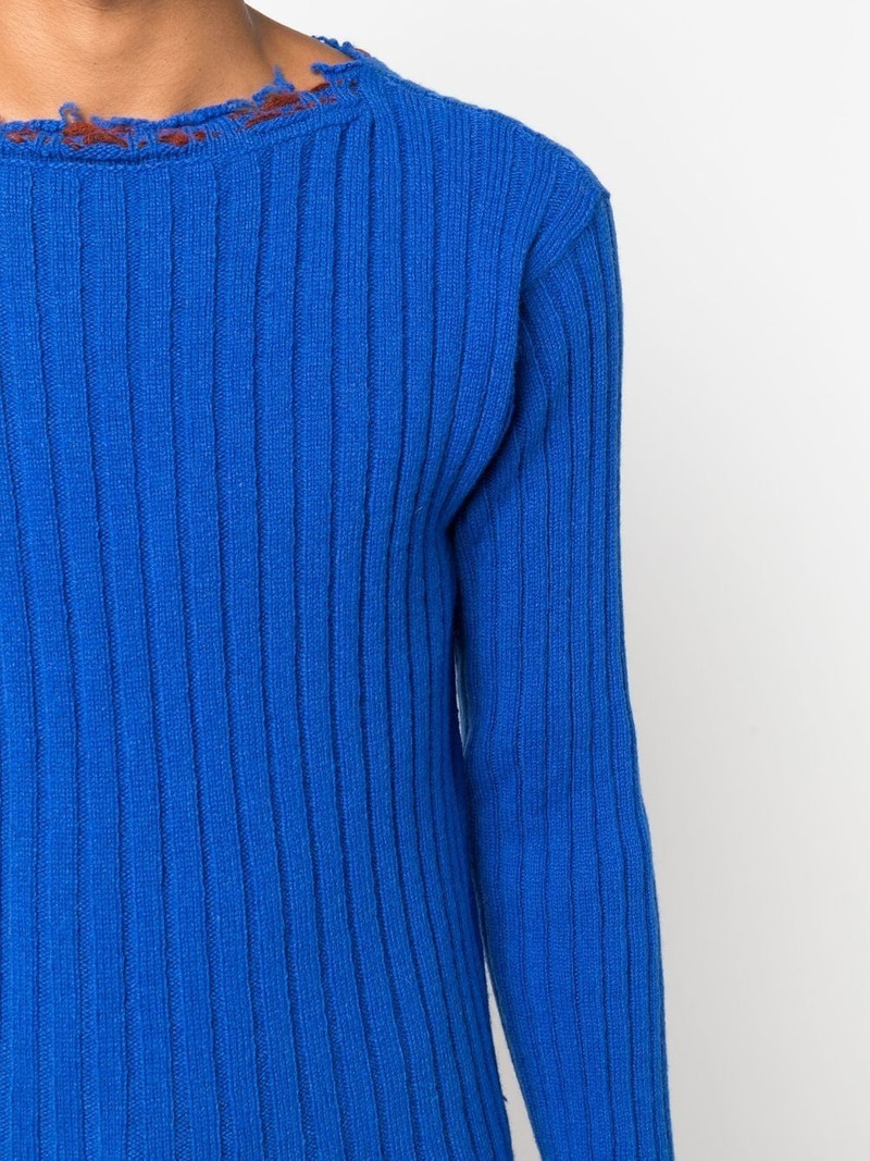 ribbed frayed-hem jumper 5