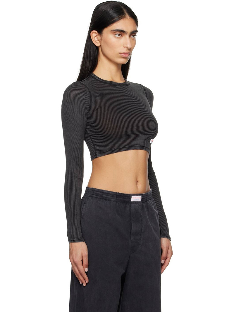 Black Cropped Long-Sleeve T-shirt 2