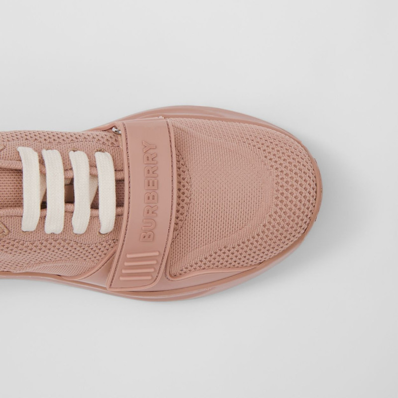 Burberry Knitted Stretch Nylon and Leather Sneakers outlook