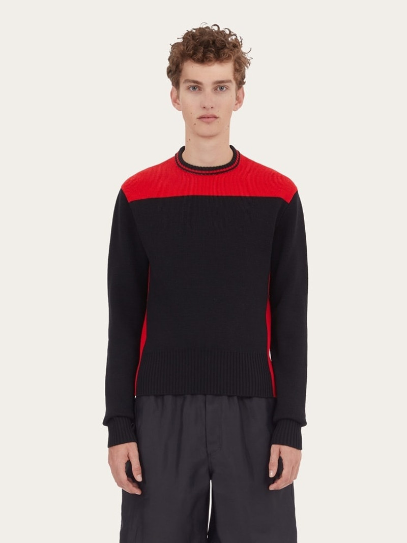 FERRAGAMO COLOR BLOCK ROUND NECK SWEATER outlook