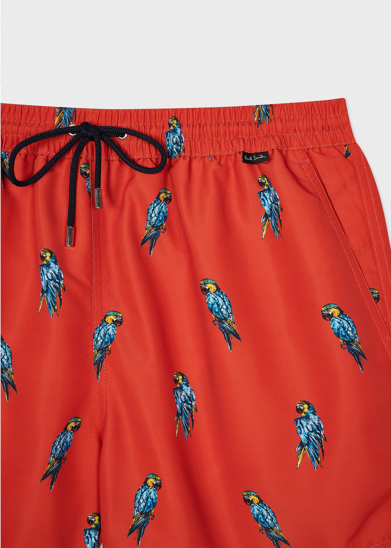 Paul Smith Red 'Parrots' Print Swim Shorts outlook