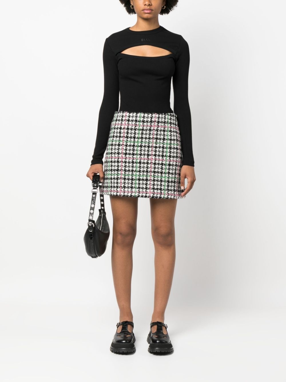 plaid-check tweed mini skirt - 2