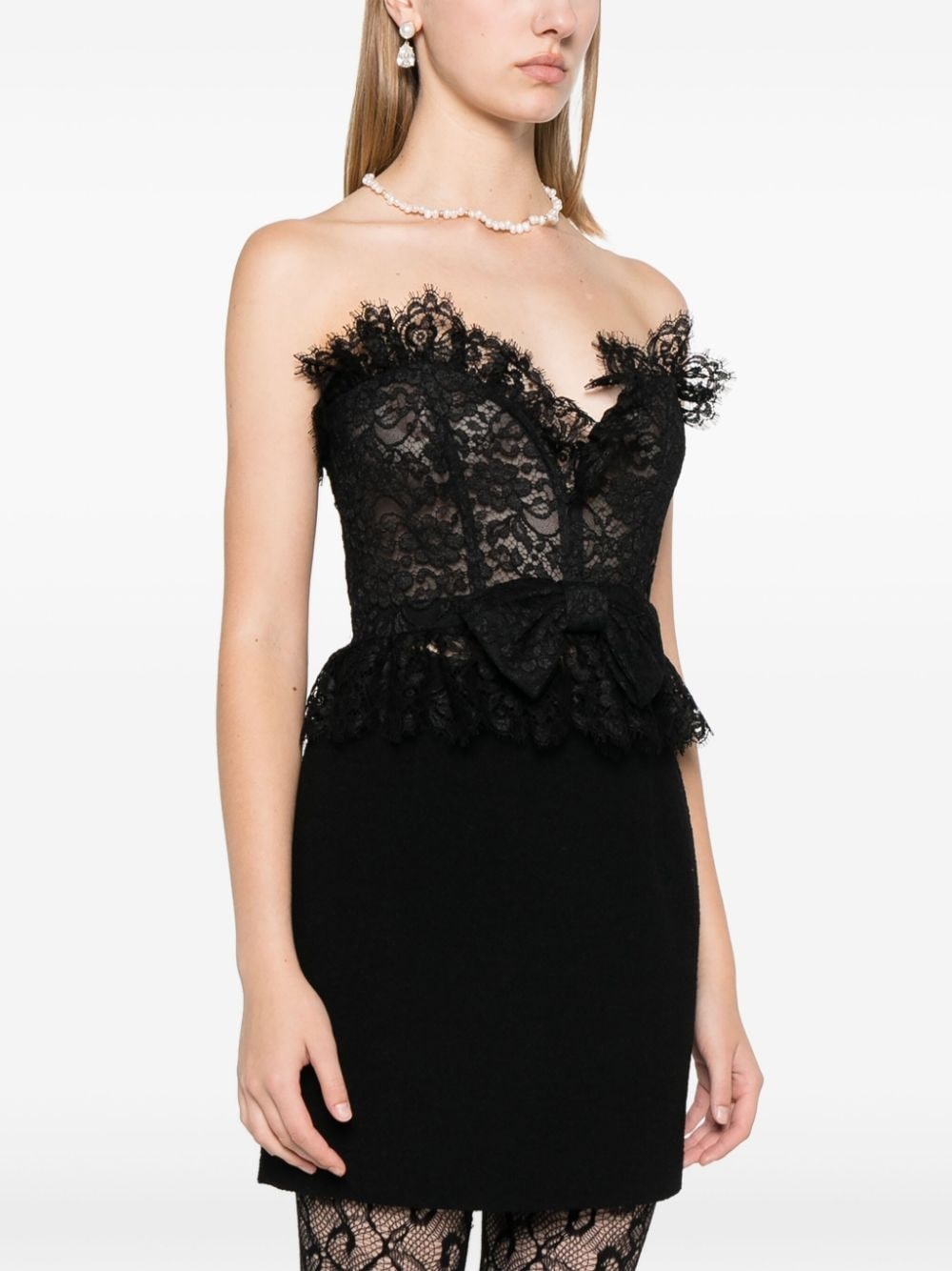 bow-detail lace bustier top - 3