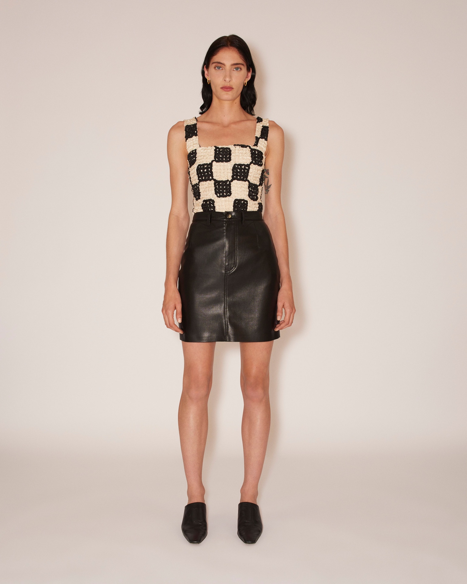VENNE - Vegan leather mini skirt - Black - 2